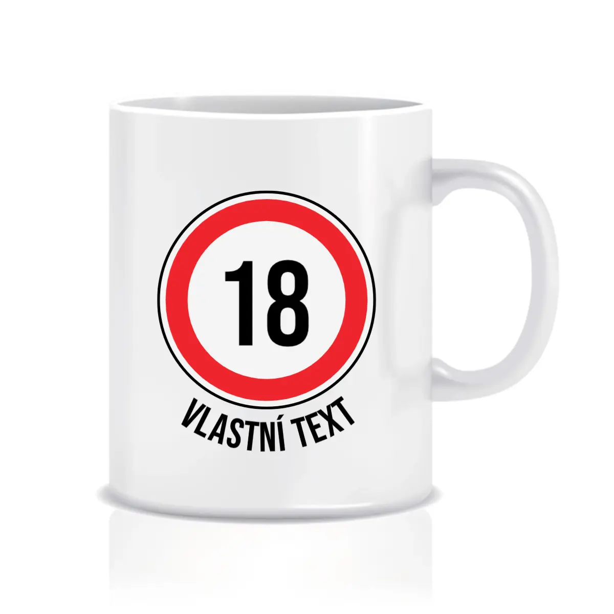 Personalizovaný klasický bílý hrníček 300 ml - narozeninová dopravní značka