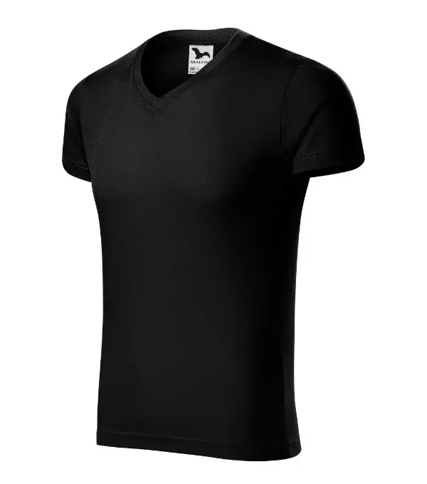 Slim Fit V-neck tričko pánské černá 3XL
