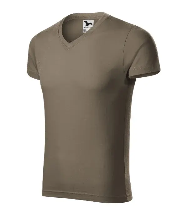 Slim Fit V-neck tričko pánské army 3XL