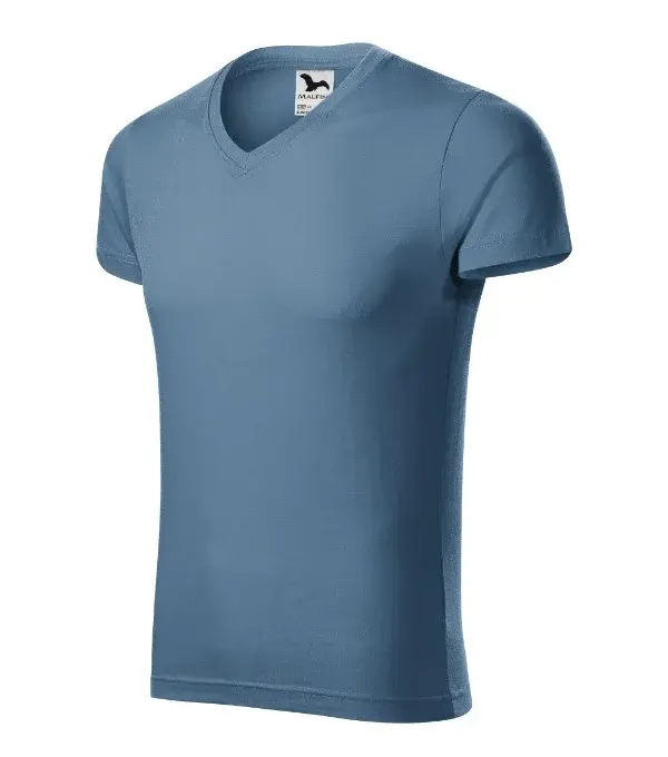 Slim Fit V-neck tričko pánské denim 3XL
