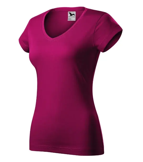 Fit V-neck tričko dámské fuchsia red 2XL