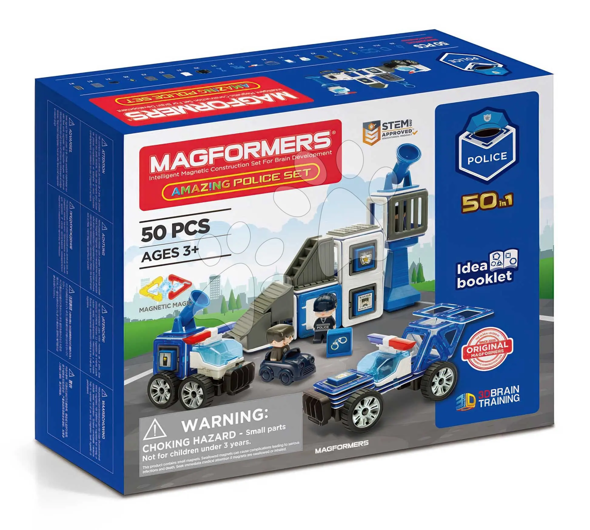 Stavebnice magnetická Policejní stanice Amazing Police Set Magformers 50 dílů