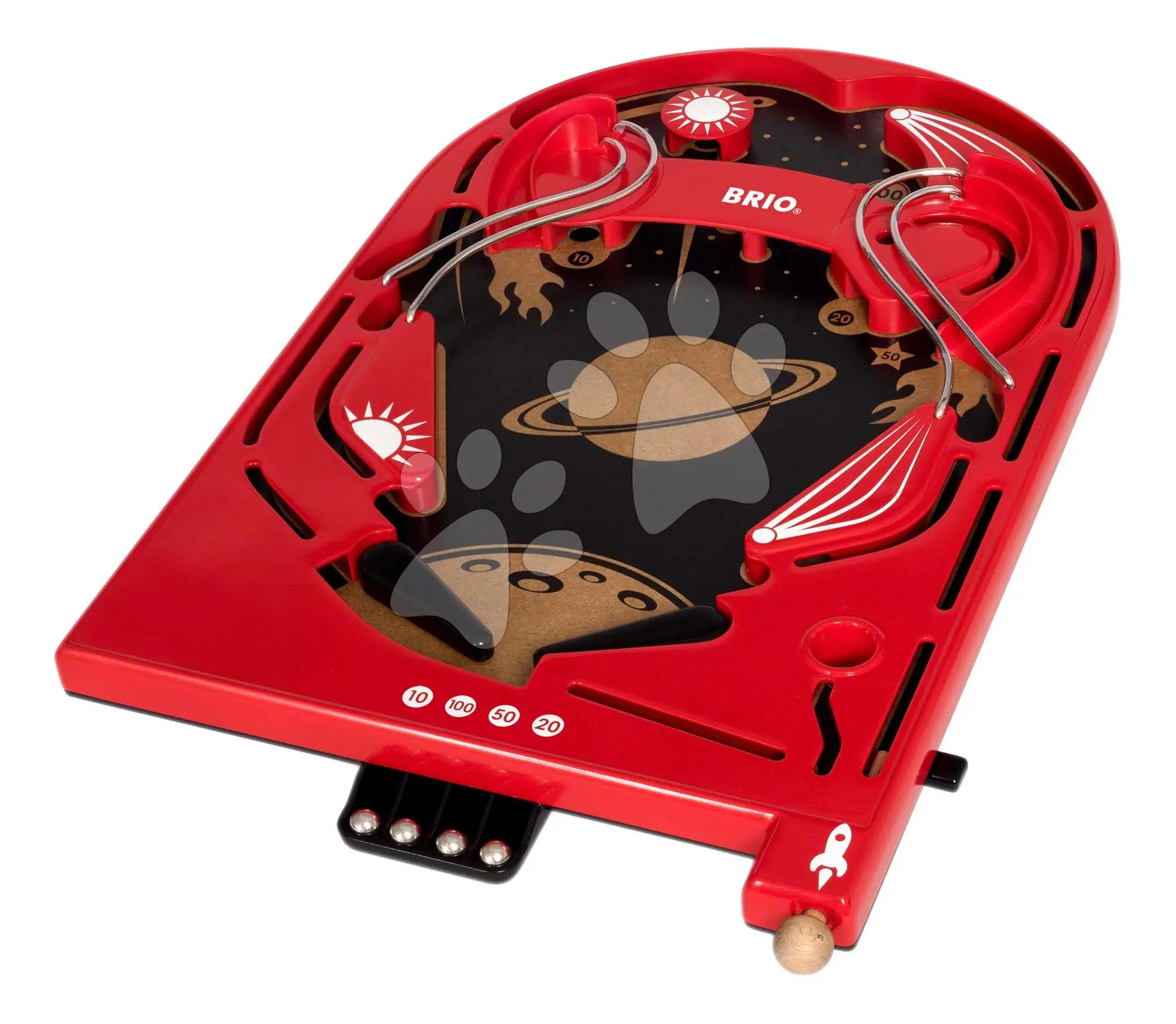 Dřevěná hra Pinball Game BRIO červená s 5 kovovými kuličkami od 6 let