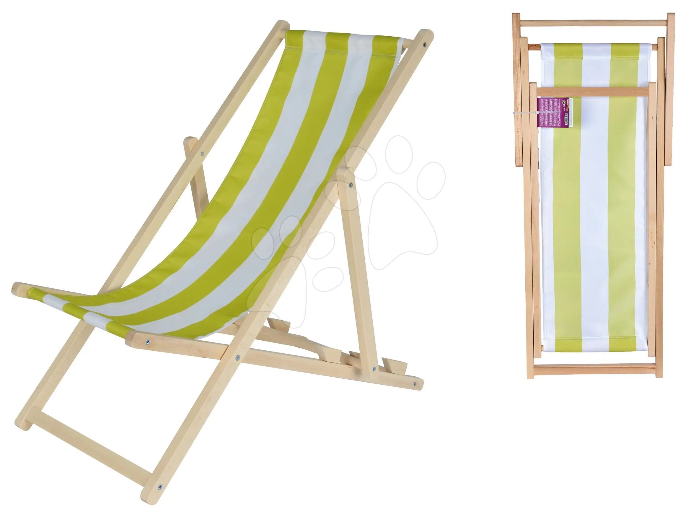 Dřevěné lehátko skládací pro děti Outdoor Kids Sunchair Eichhorn s pruhovaným potahem s UV filtrem nosnost 40 kg