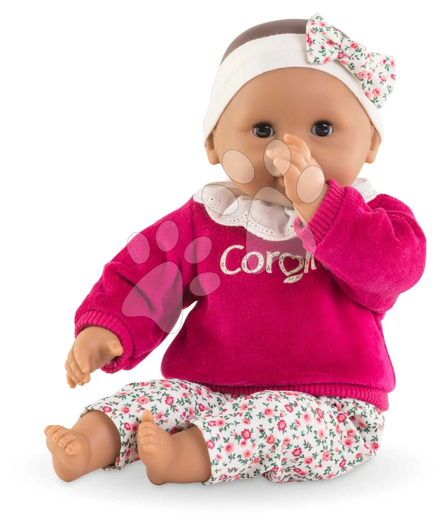 Panenka Bébé Calin Maria Pink Grenadine Mon Premier Poupon Corolle s hnědýma mrkacíma očima 30 cm od 18 měsíců