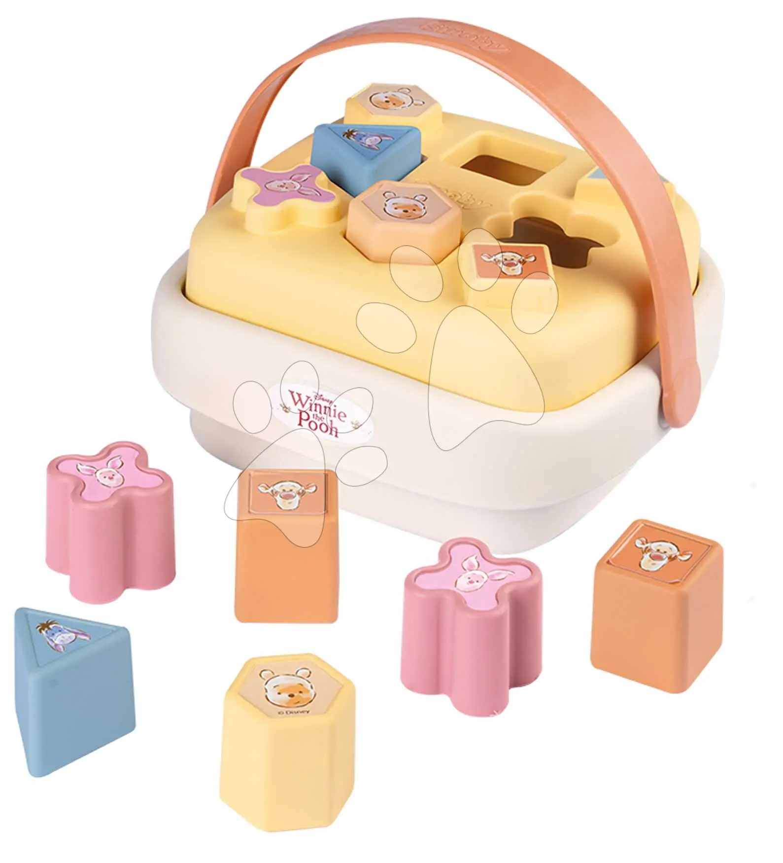 Didaktická kostka Medvídek Pú Winnie the Pooh Sorter Basket Smoby s 8 vkládacími kostkami od 12 měsíců