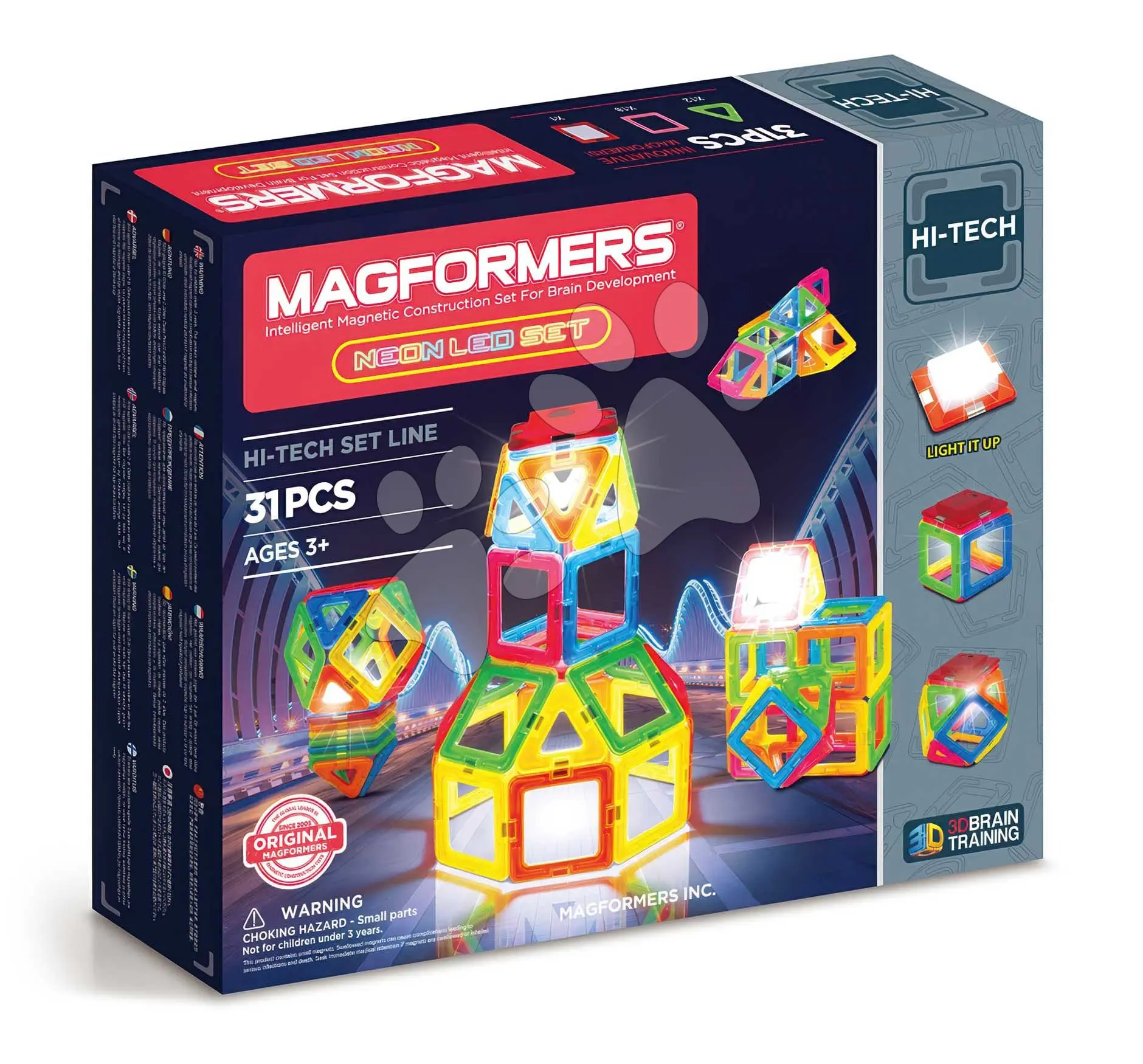 Stavebnice magnetická Neonová světla Neon Led Set Hi-Tech Magformers elektronická 31 dílů