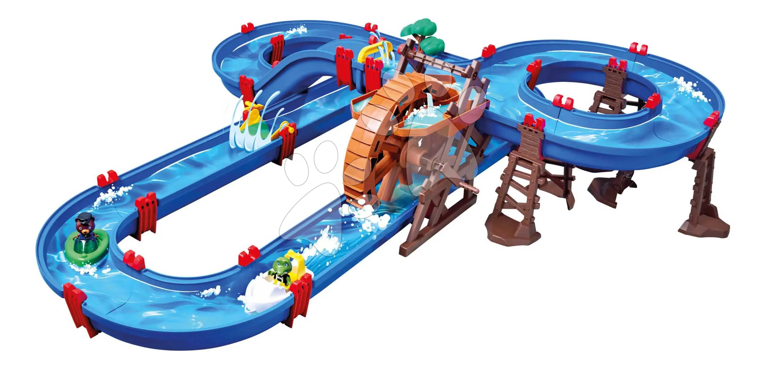 Vodní dráha s vodním kolem WaterWheel AquaPlay vícepatrová se skluzavkou a 2 loděmi s 2 figurkami
