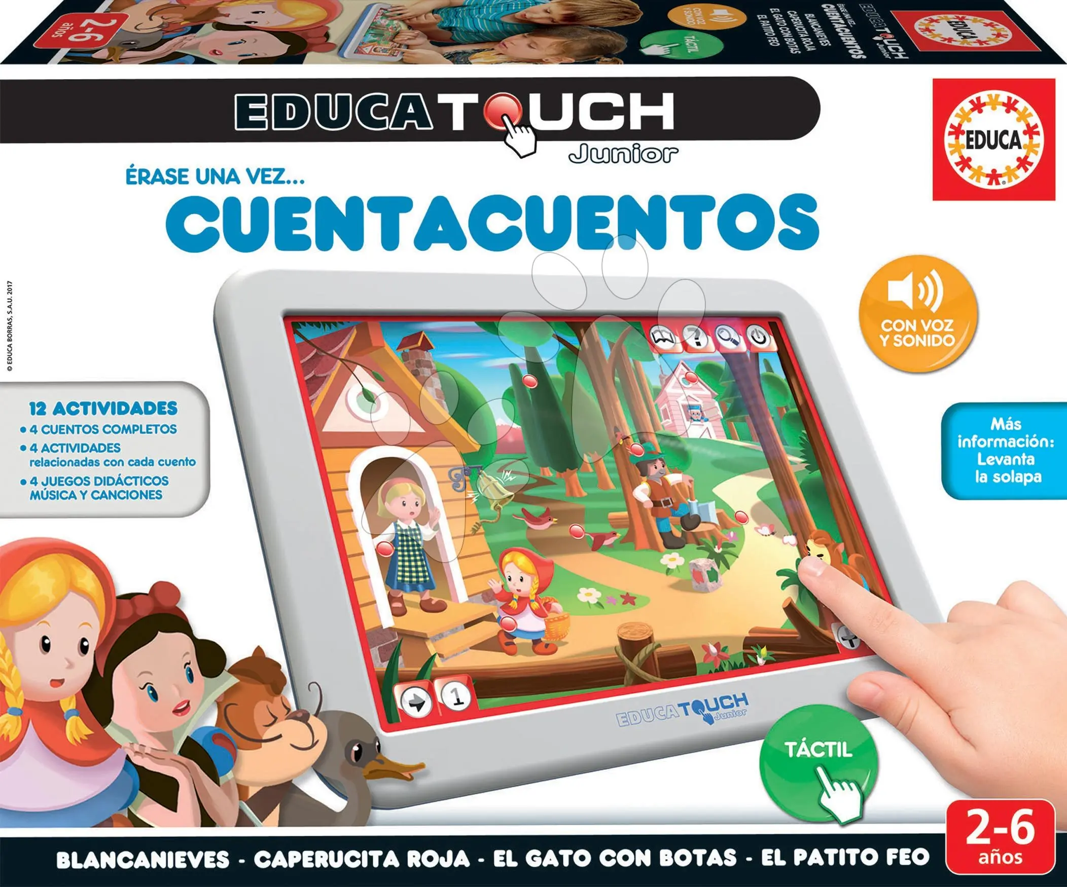 Tablet elektronický Cuenta Cuentos Educa se 4 pohádkami a aktivitami ve španělštině od 2 let