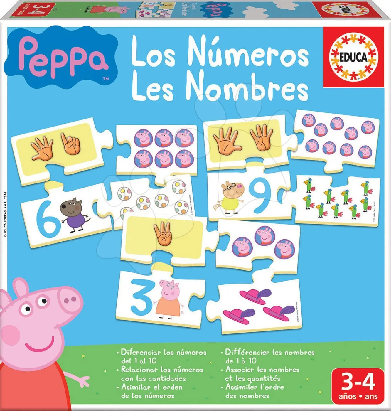 Naučná hra Učíme se Čísla Peppa Pig Educa s obrázky a počty 40 dílů