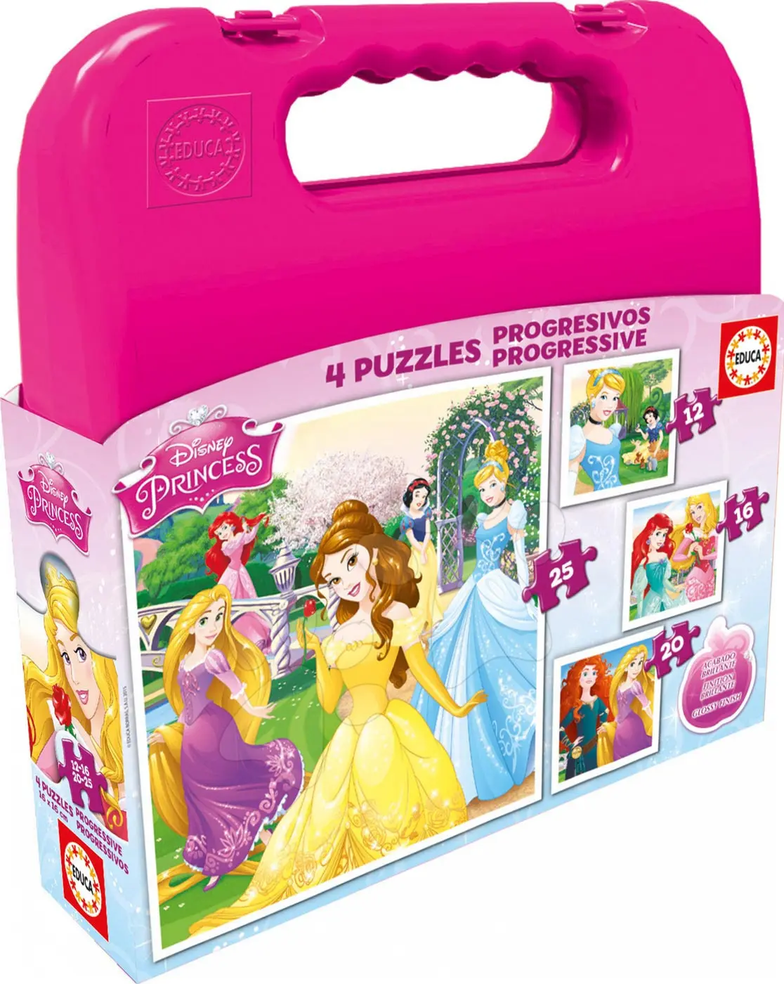 Puzzle v kufříku Disney princezny 4v1 (12,16,20,25 dílků)