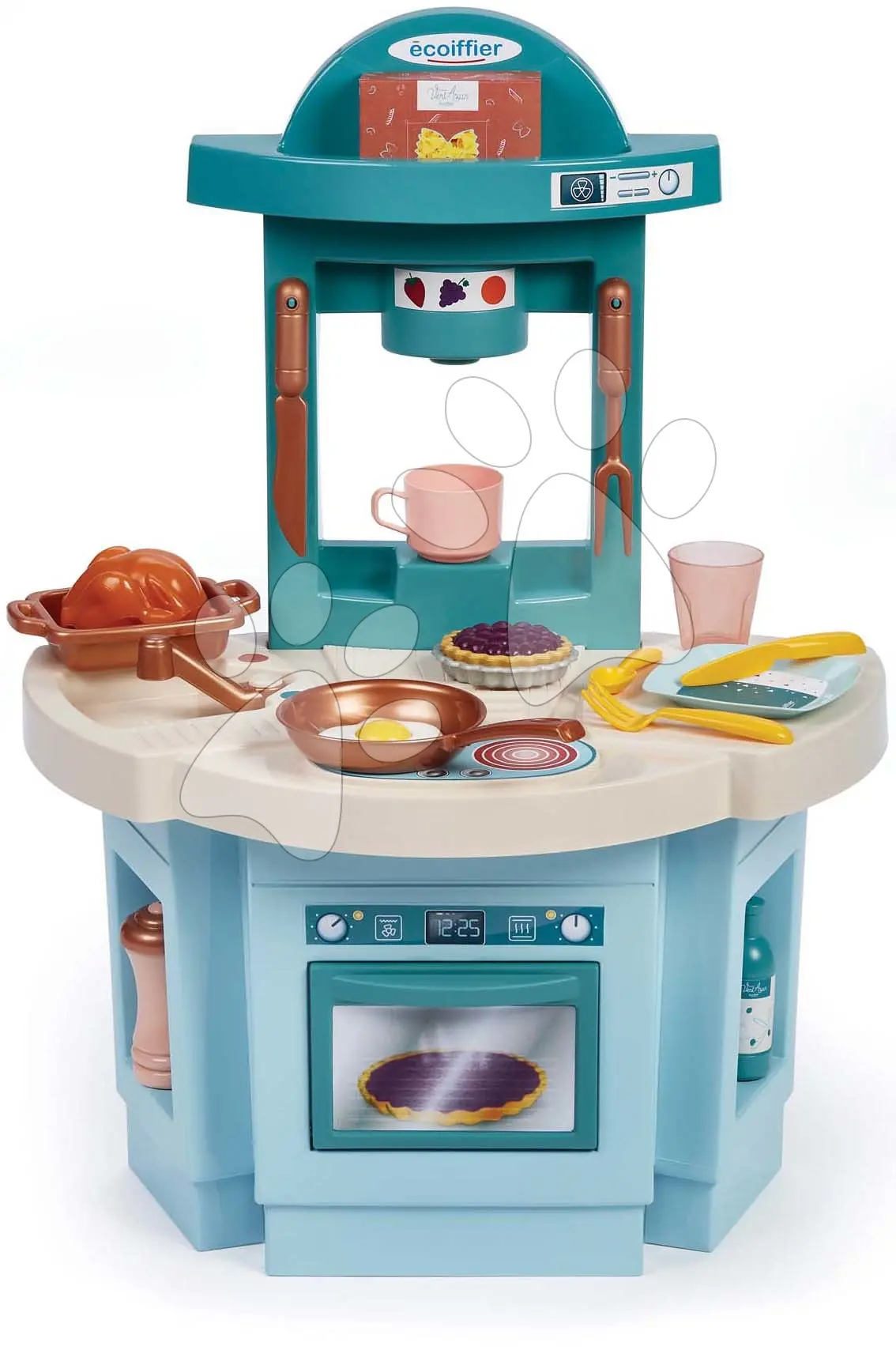 Kuchyňka pro nejmenší My 1st Kitchen Vert Azur Écoiffier s nádobím a jídlem 18 dílů 60 cm výška od 18 měsíců