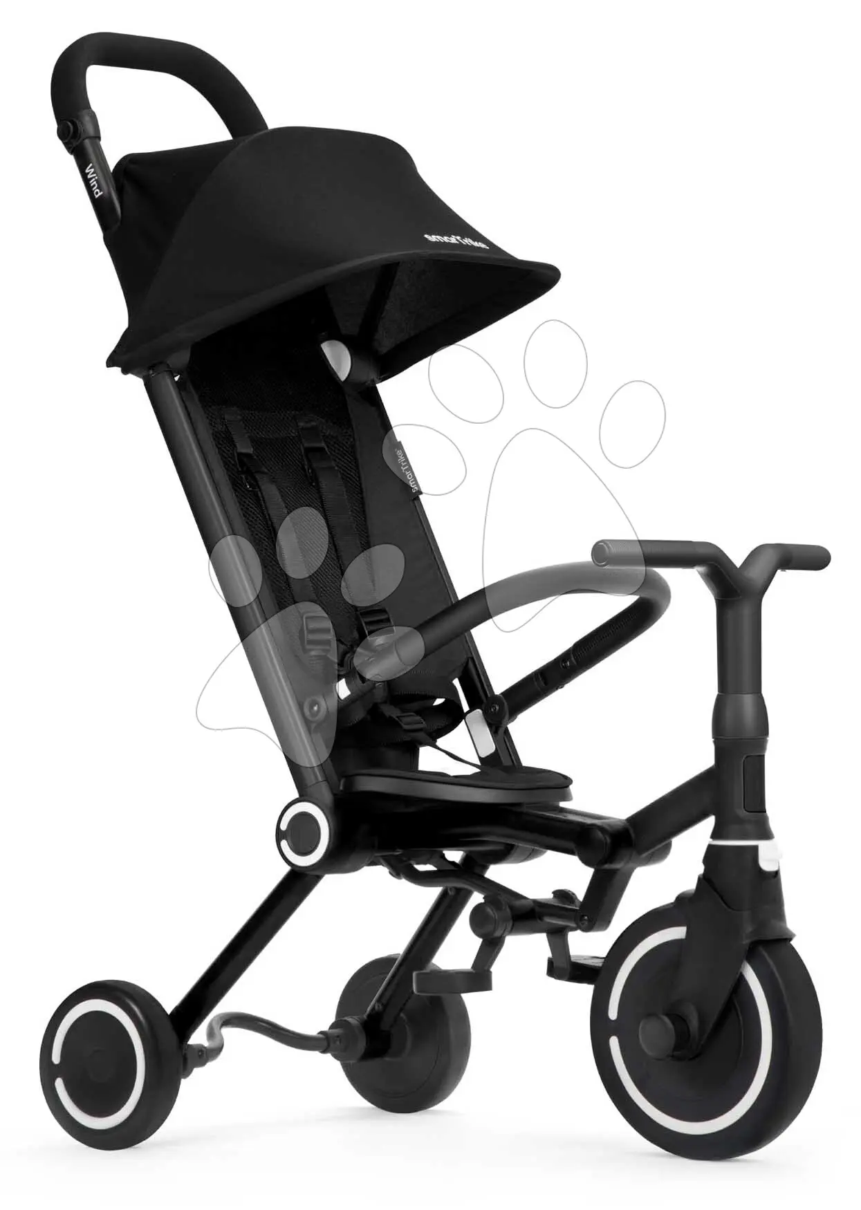 Trojkolka a kočárek skládací Wind Black 4v1 smarTrike ultraľahká s ovládáním TouchSteering a brzdou, rozšířitelná od 9 měsíců