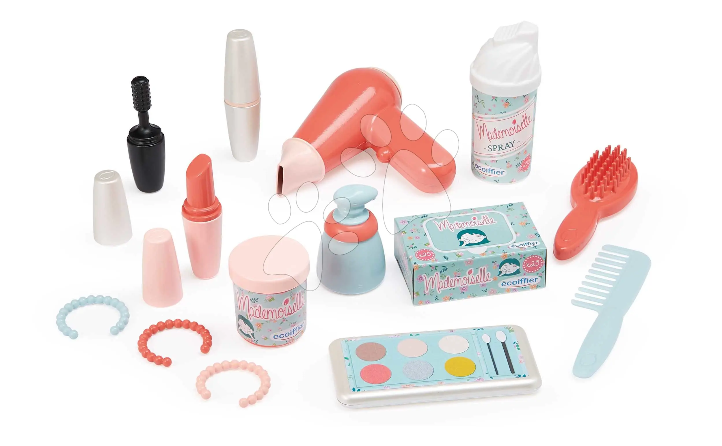 Kosmetický kufřík Mademoiselle Vintage Beauty Case Écoiffier s vysoušečem vlasů 14 doplňků od 18 měsíců