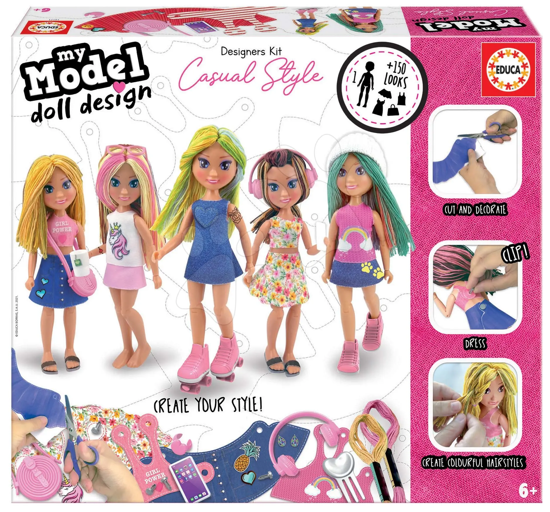 Kreativní tvoření My Model Doll Design Casual Style Educa vyrob si vlastní městské panenky 5 modelů od 6 let