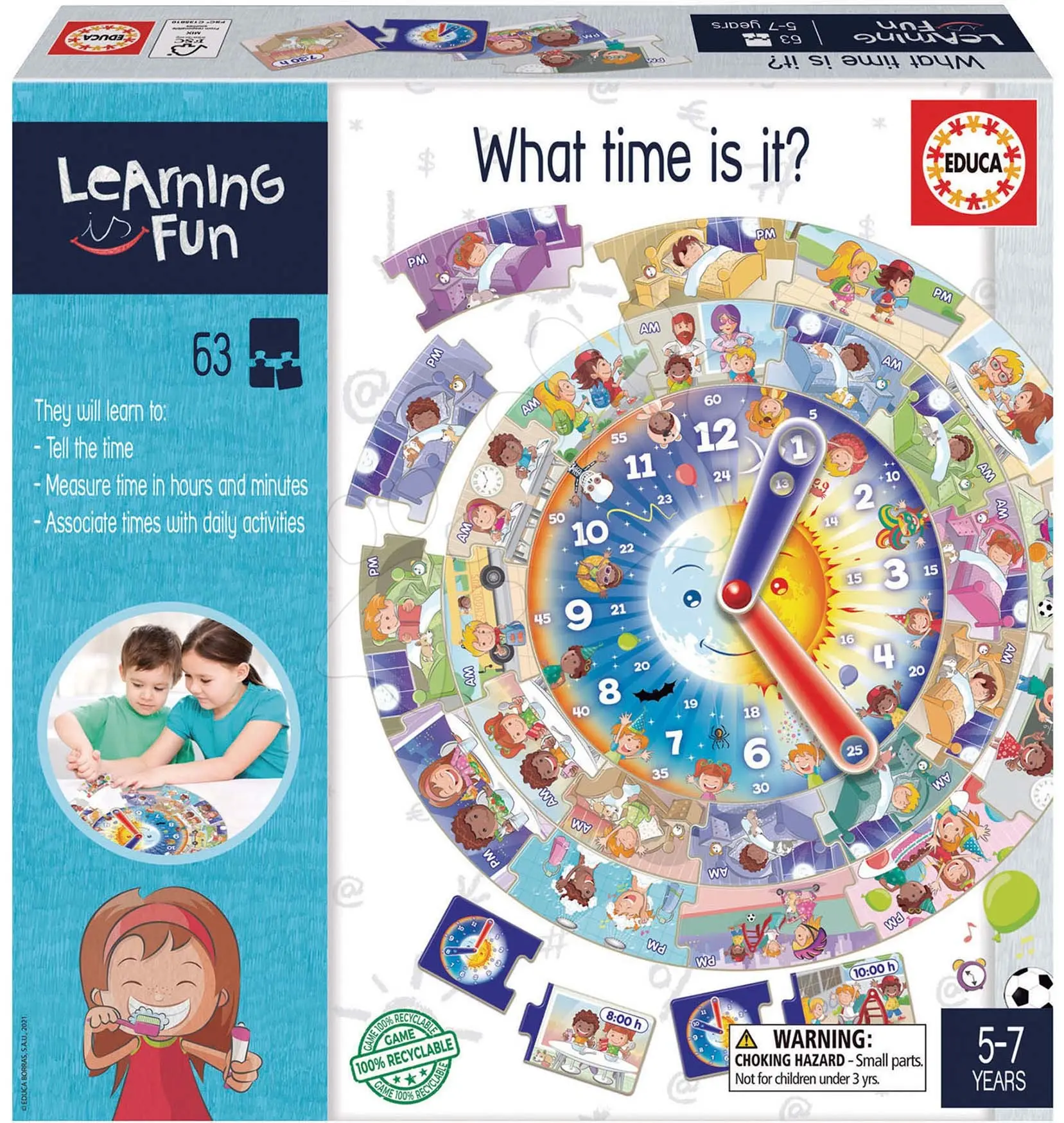EDUCA Vzdělávací puzzle a hra Learning is Fun: Kolik je hodin? 143700