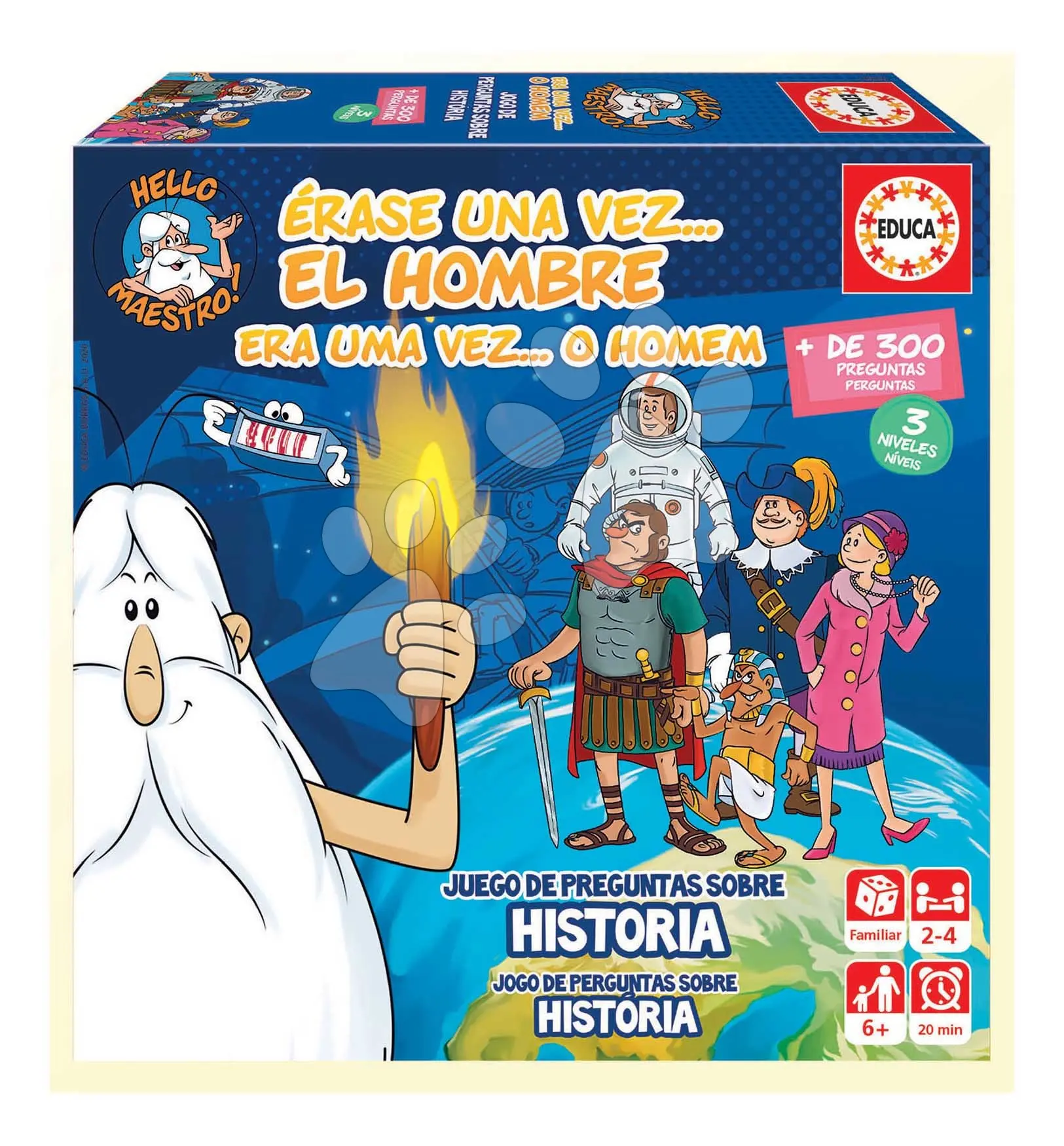 Společenská hra znalostní Once upon a time History Educa Učíme se o historii 300 otázek ve španělštině a portugalštině od 6 let