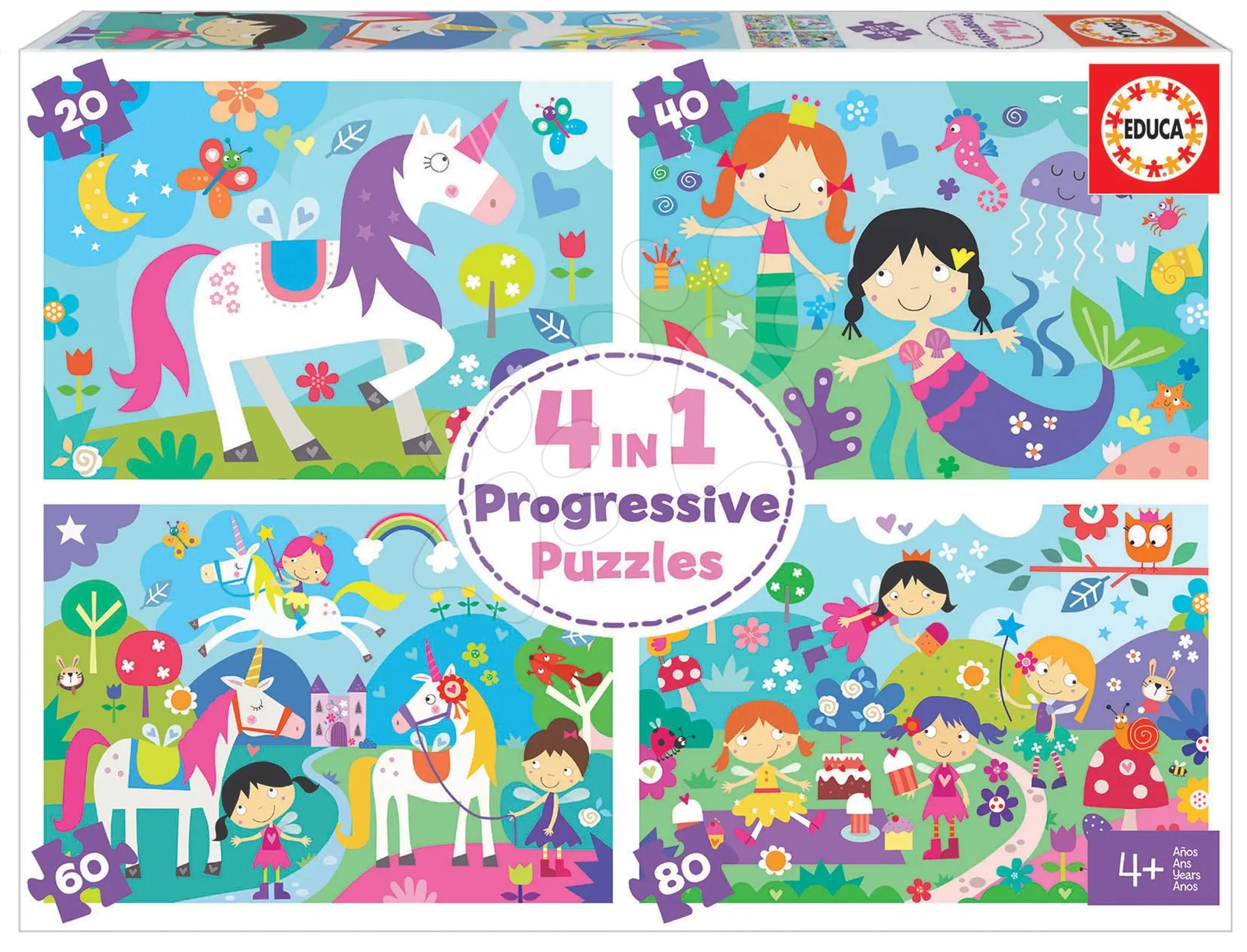 Puzzle Kouzelní přátelé 4v1 (20,40,60,80 dílků)