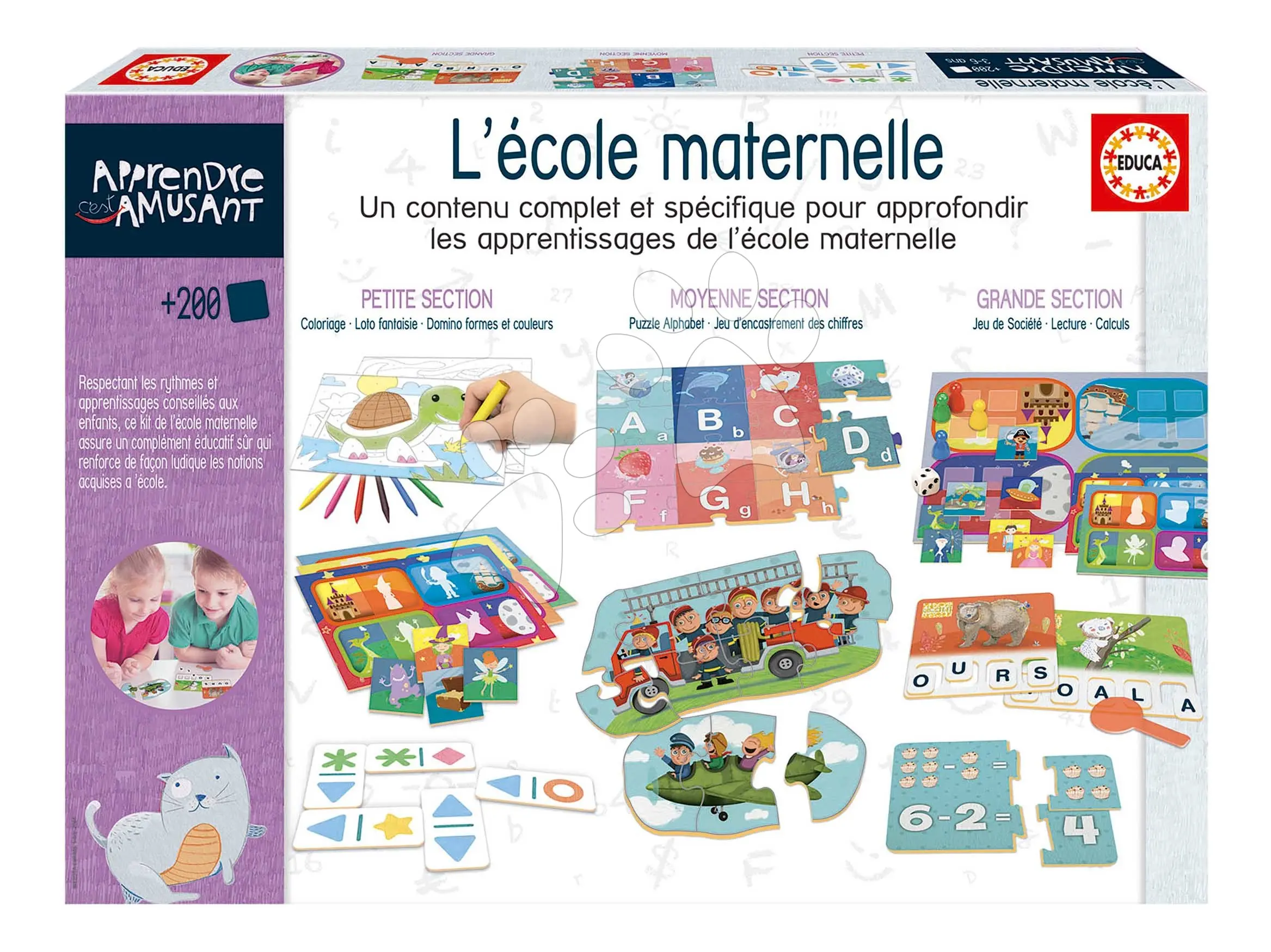 Naučná hra Kit École Maternelle Educa Učíme se barvy čísla písmenka s obrázky 200 dílů ve francouzštině