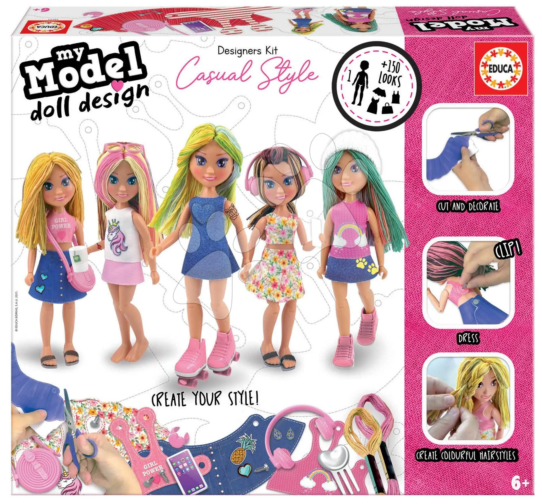 Kreativní tvoření Design Your Doll Casual Style Educa vyrob si vlastní městské panenky 5 modelů od 6 let