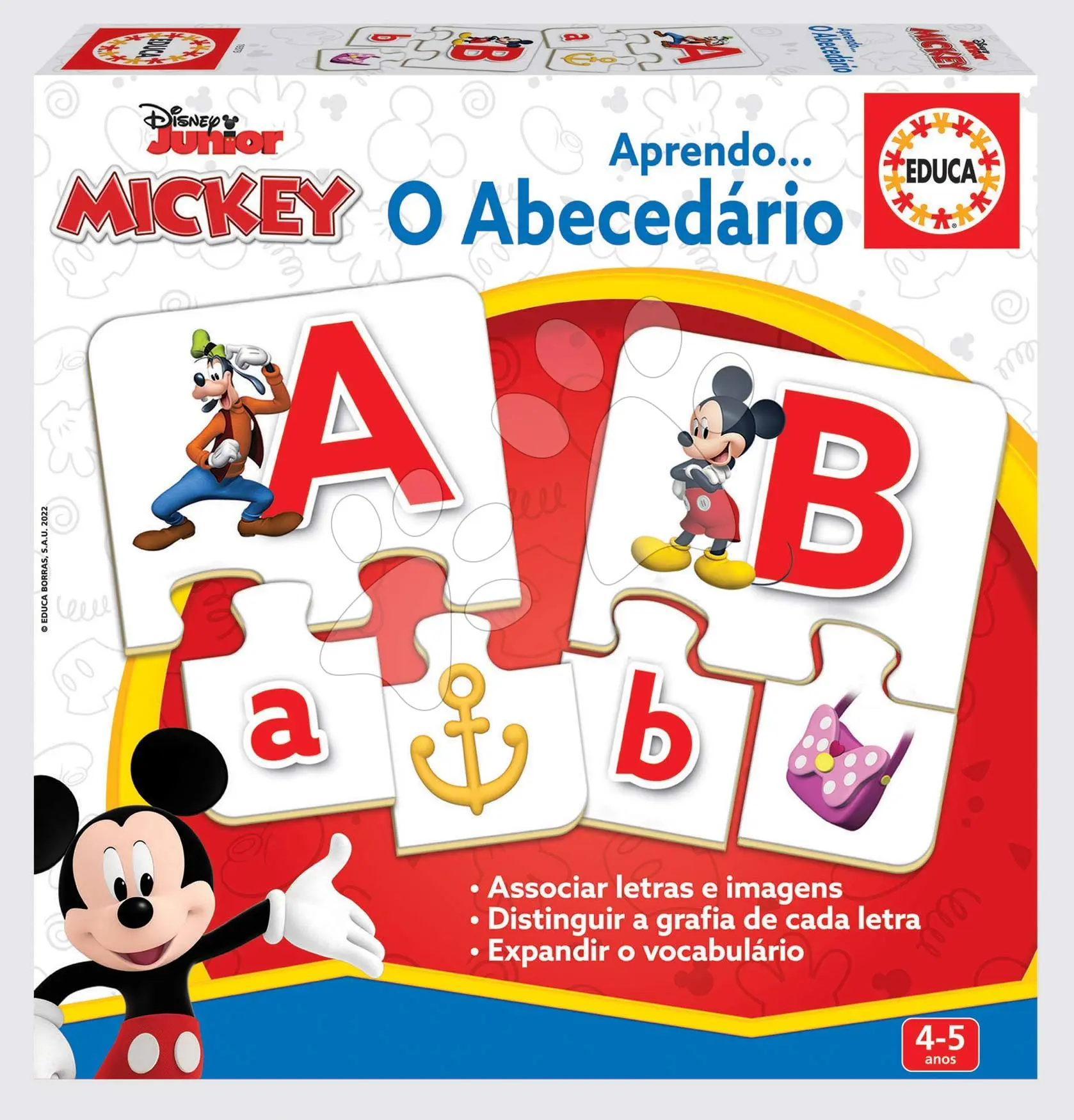 Naučná hra Učíme se abecedu Mickey & Friends Educa s 27 obrázky 78 dílků od 4 let