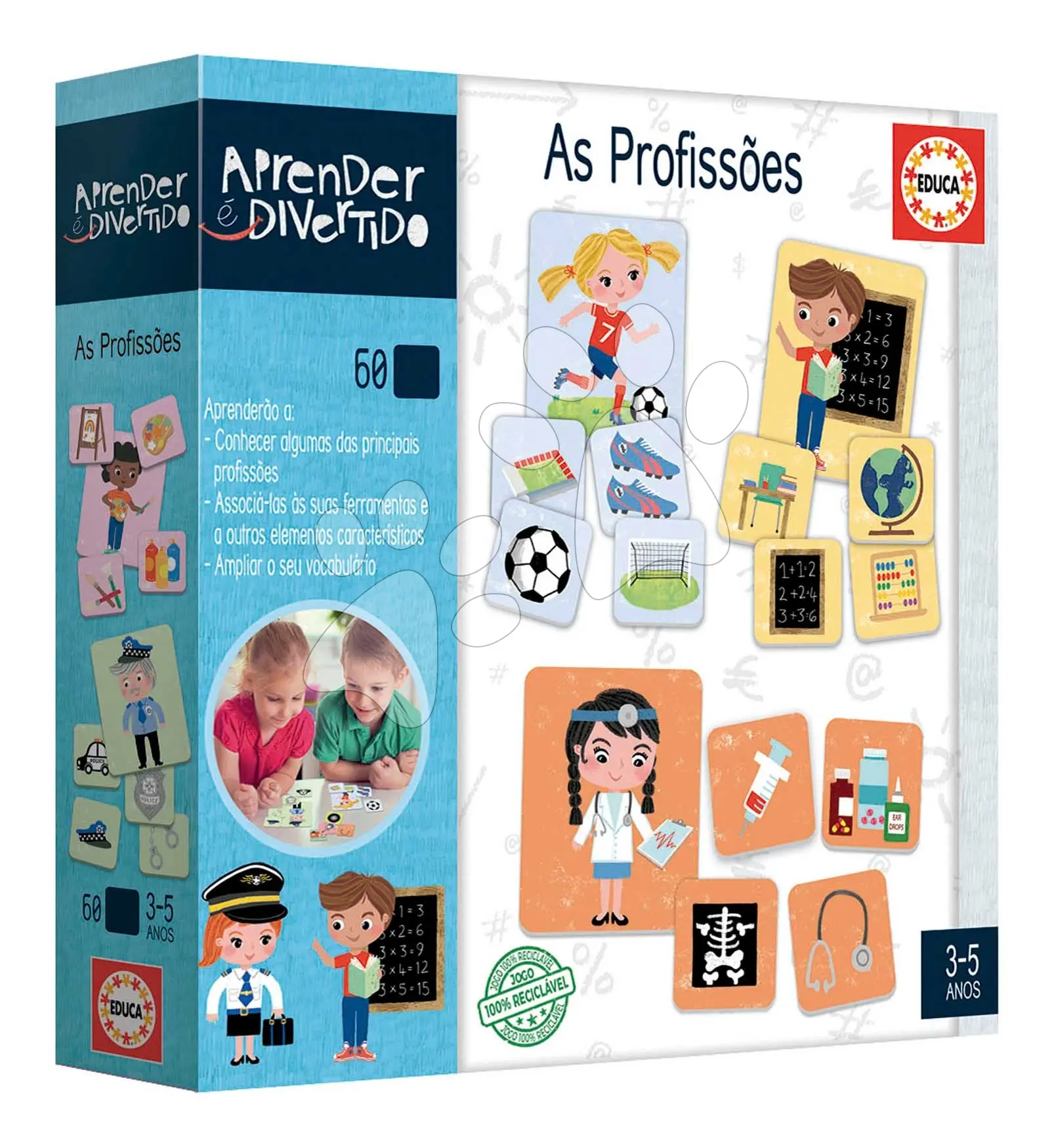 Naučná hra profese The Professions Educa Učíme se o povoláních s obrázky 60 dílů v portugalštině