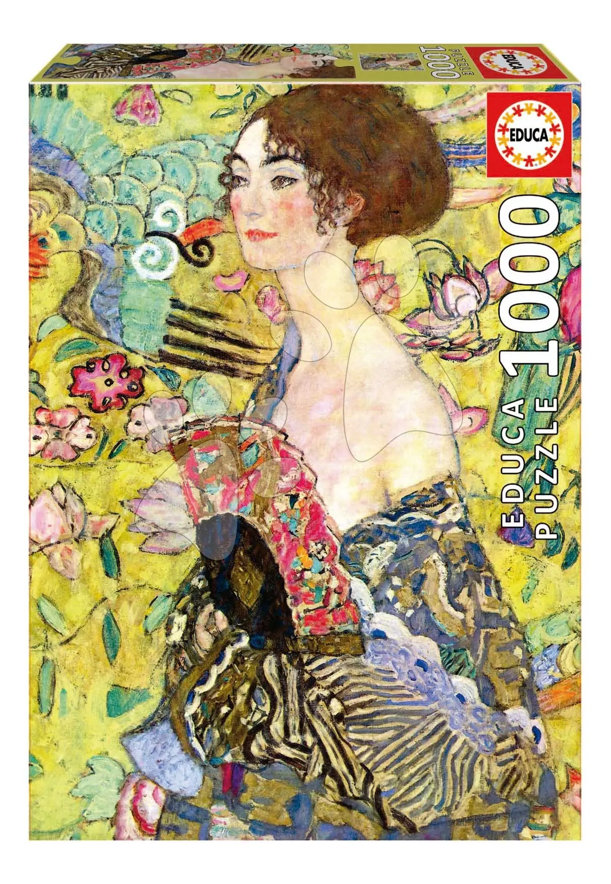 Puzzle Lady With a Fan Gustav Klimt Educa 1000 dílků a Fix lepidlo