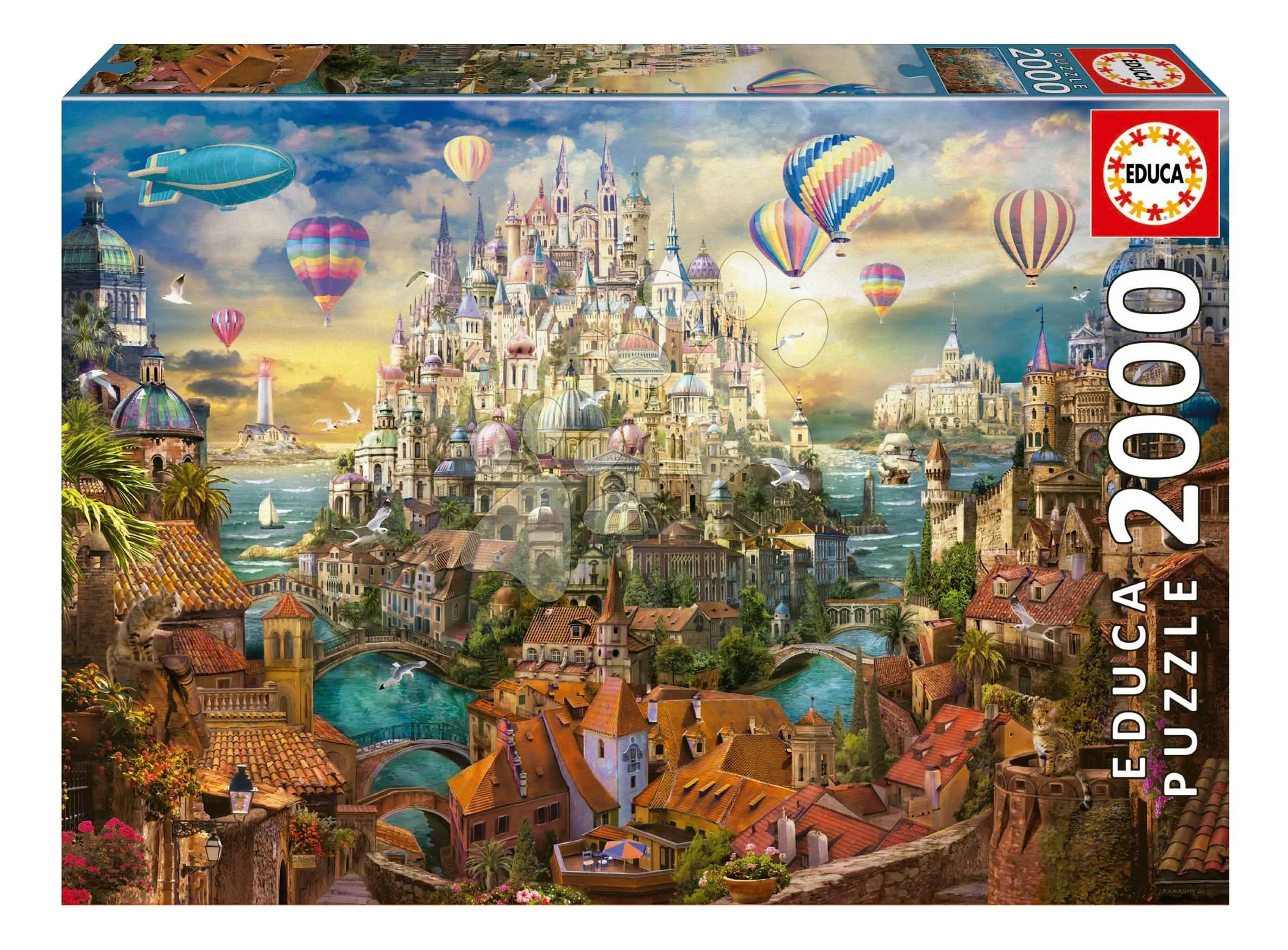 Puzzle Dream Town Educa 2000 dílků a Fix lepidlo