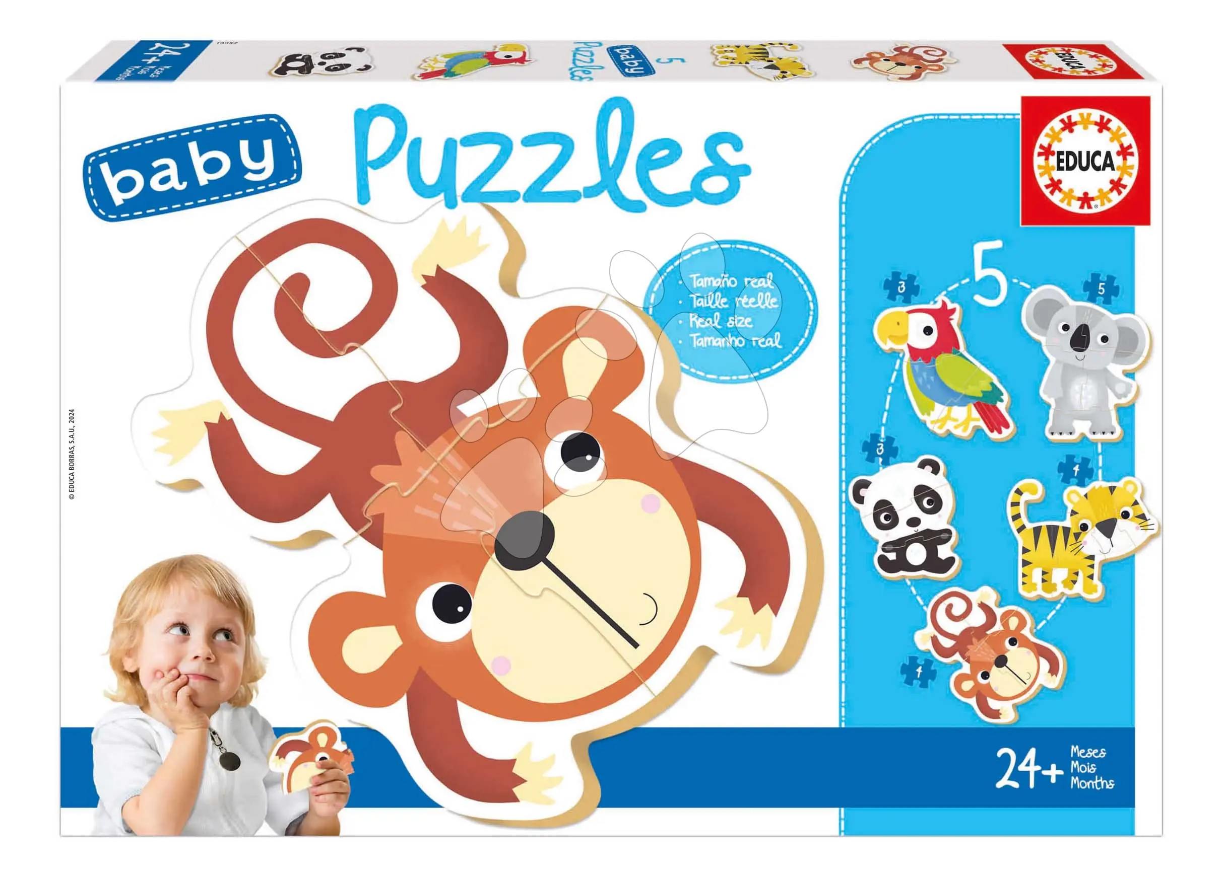 Baby puzzle Exotická zvířátka Educa 5obrázkové od 24 měsíců
