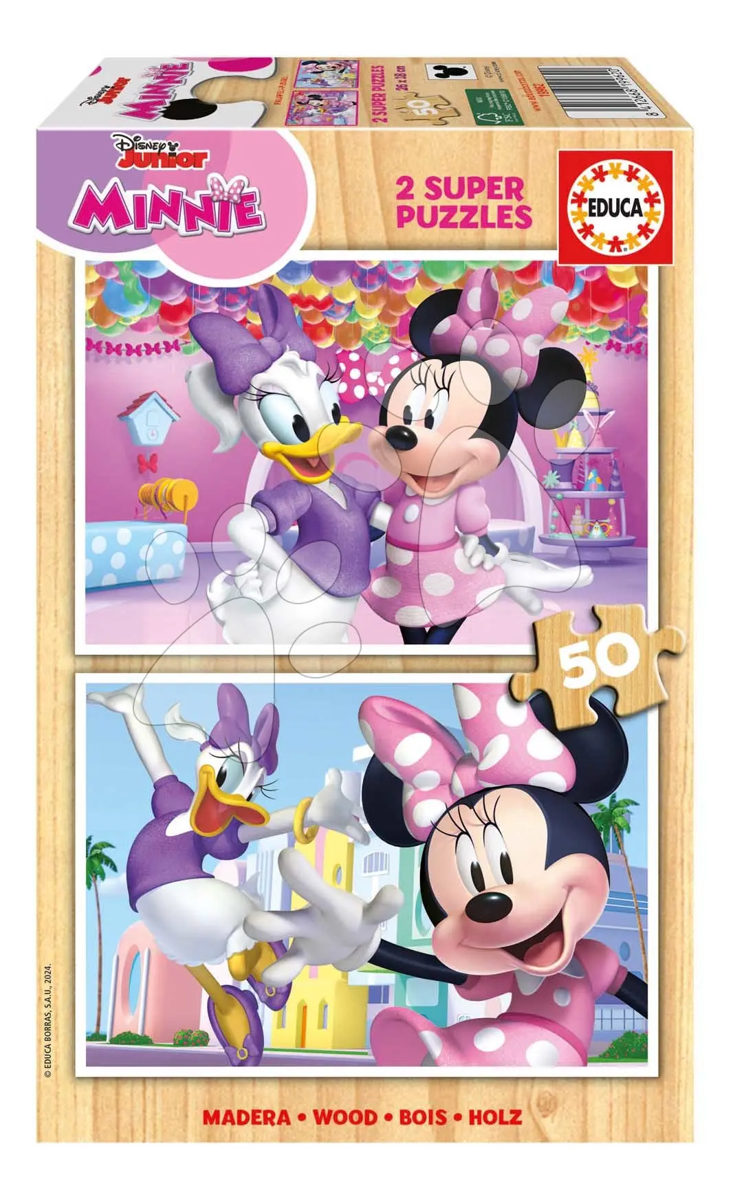 Dřevěné puzzle Minnie Educa 2 x 50 dílků