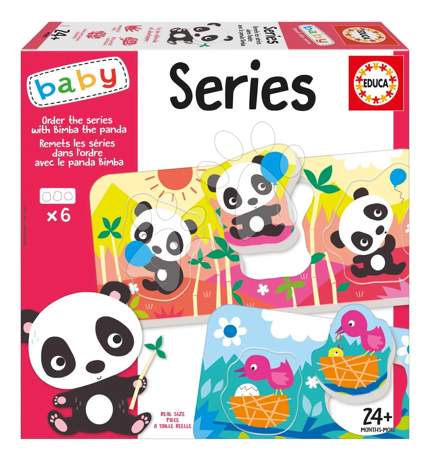 Naučná hra pro nejmenší Sort the series with the Bimba Panda Educa Učíme se vytvářet příběh se zvířátky v angličtině a francouzštině od 24 měsíců