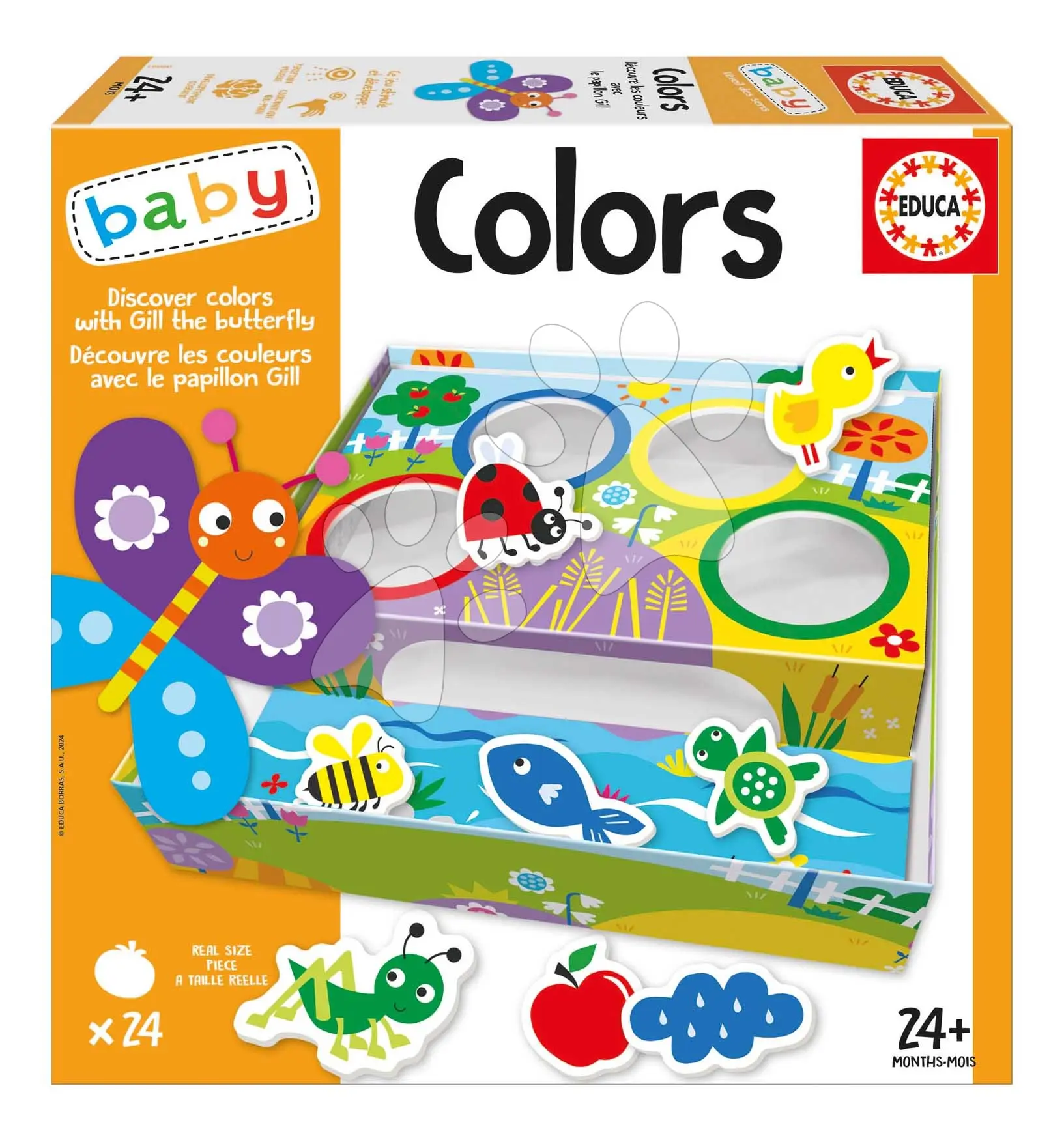 EDUCA Baby Třídění barev s motýlem Gillem 4x6 dílků 162609