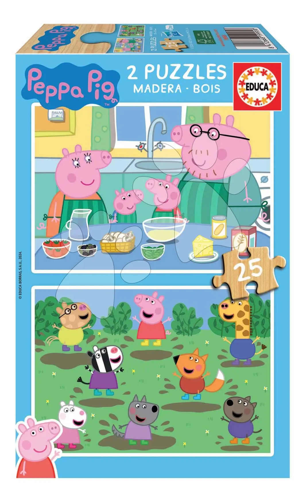 Dřevěné puzzle Peppa Pig Educa 2 x 25 dílků