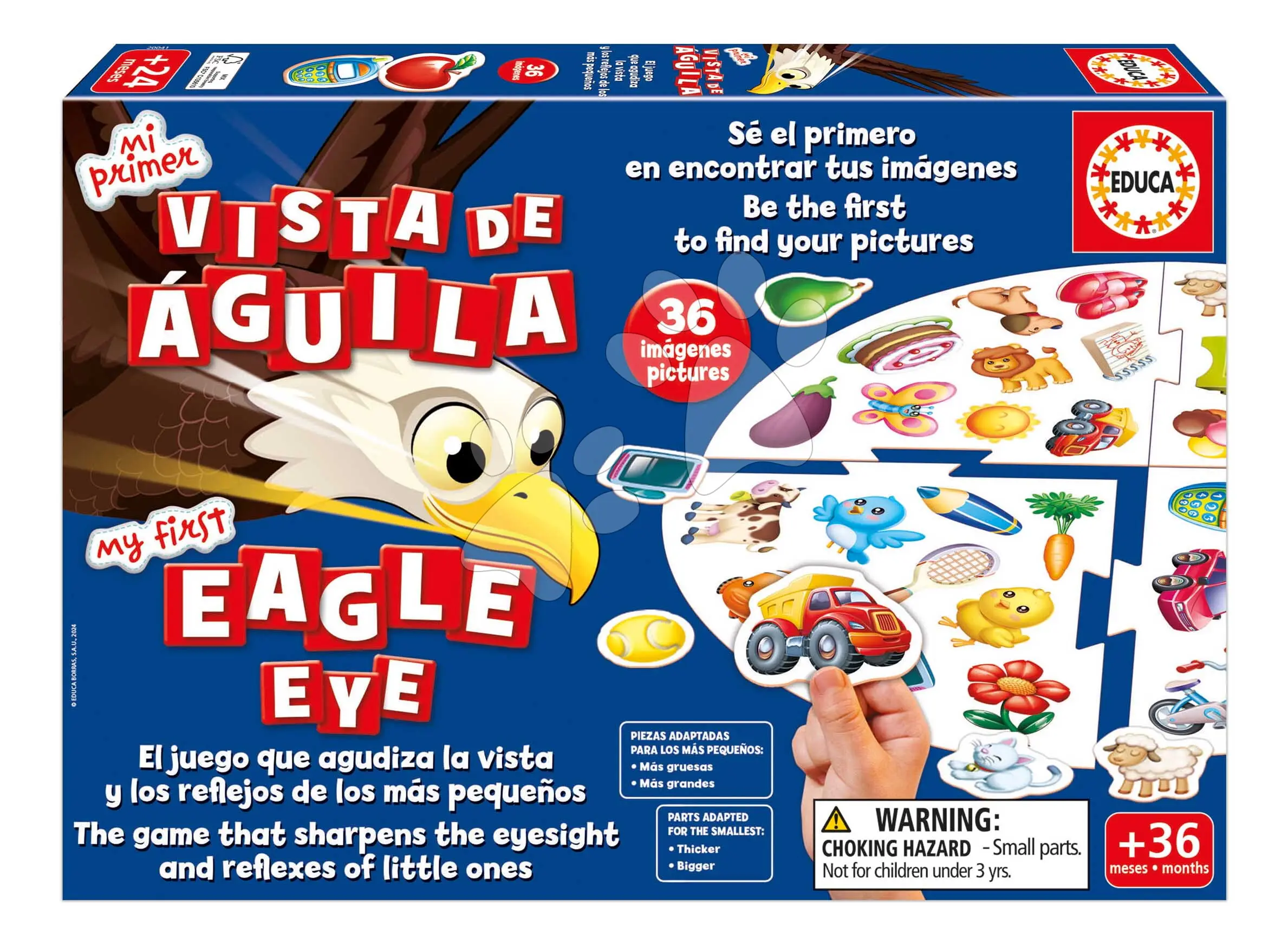 Společenská hra Orlí zrak My first Eagle Eye Educa 36 obrázků ve španělštině a angličtině