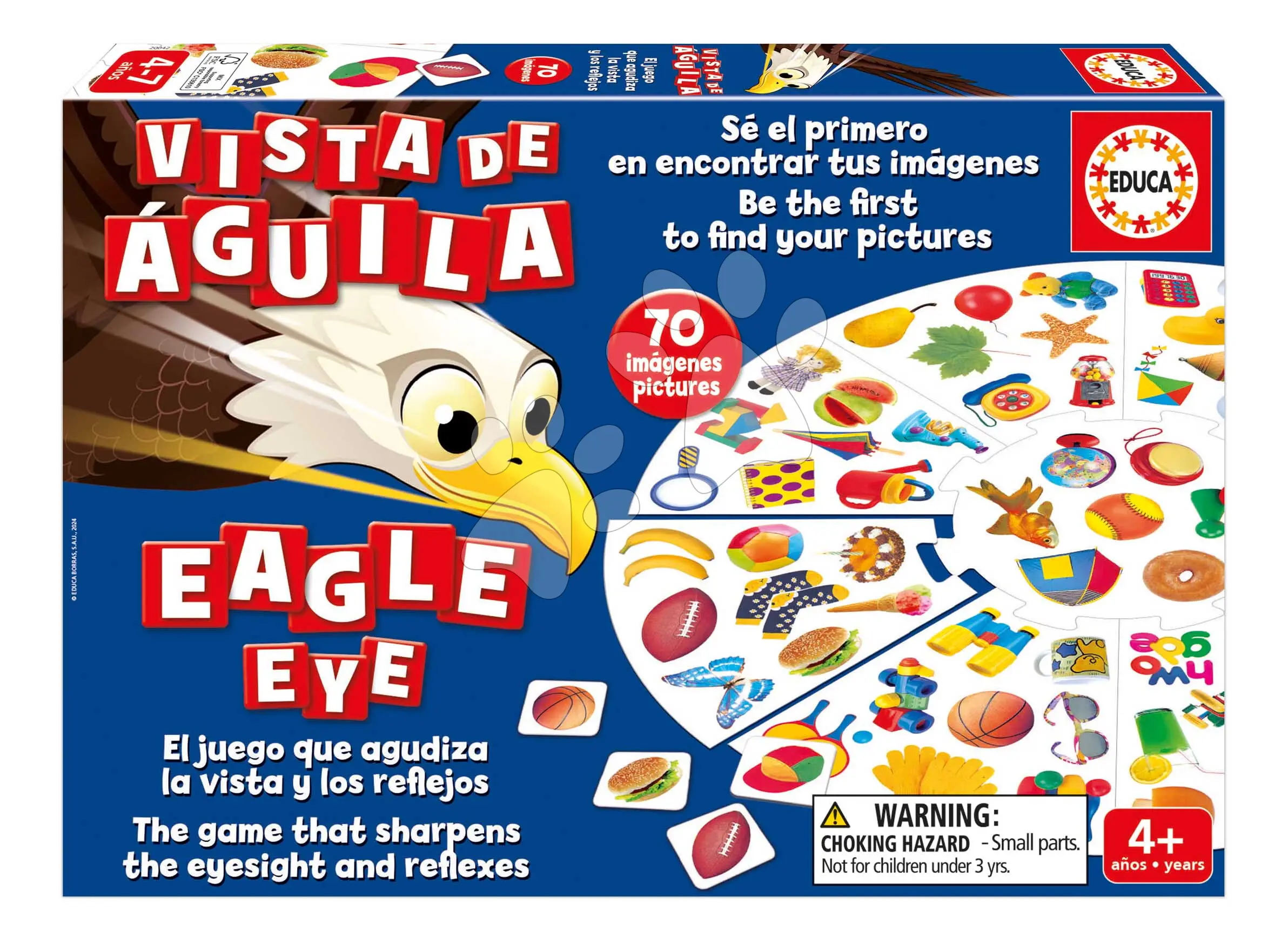 Společenská hra Orlí zrak My first Eagle Eye Educa 70 obrázkových karet v angličtině a španělštině od 4 let