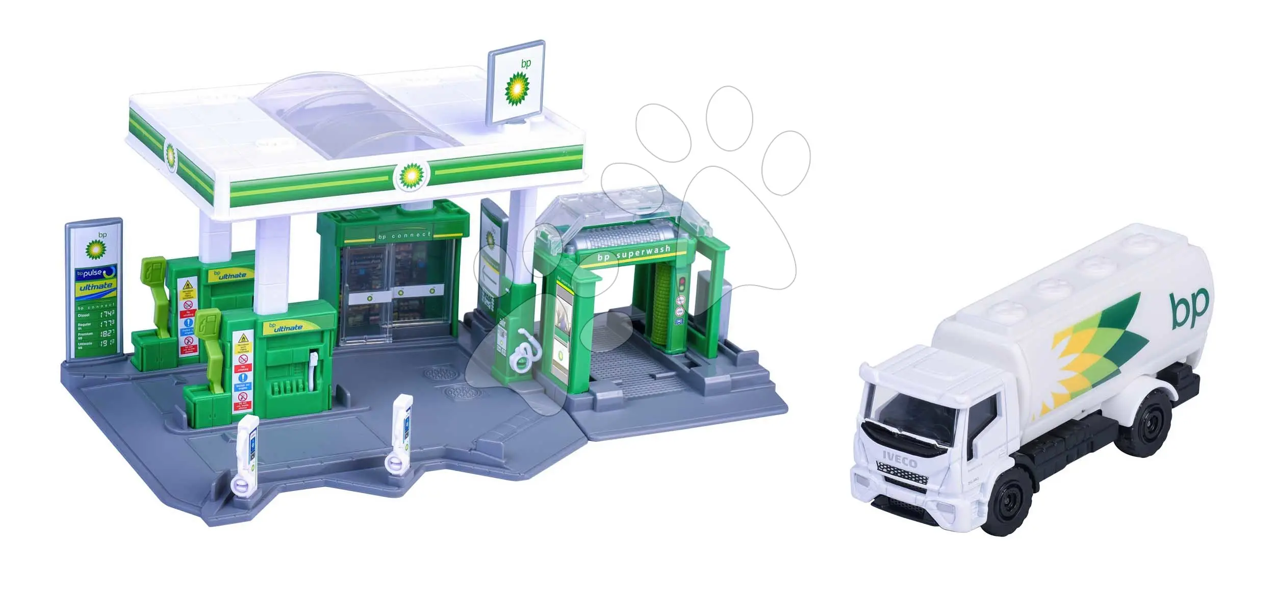 Garáž čerpací stanice s myčkou BP Petrol Station Majorette s kovovým modelem autíčka Iveco od 5 let