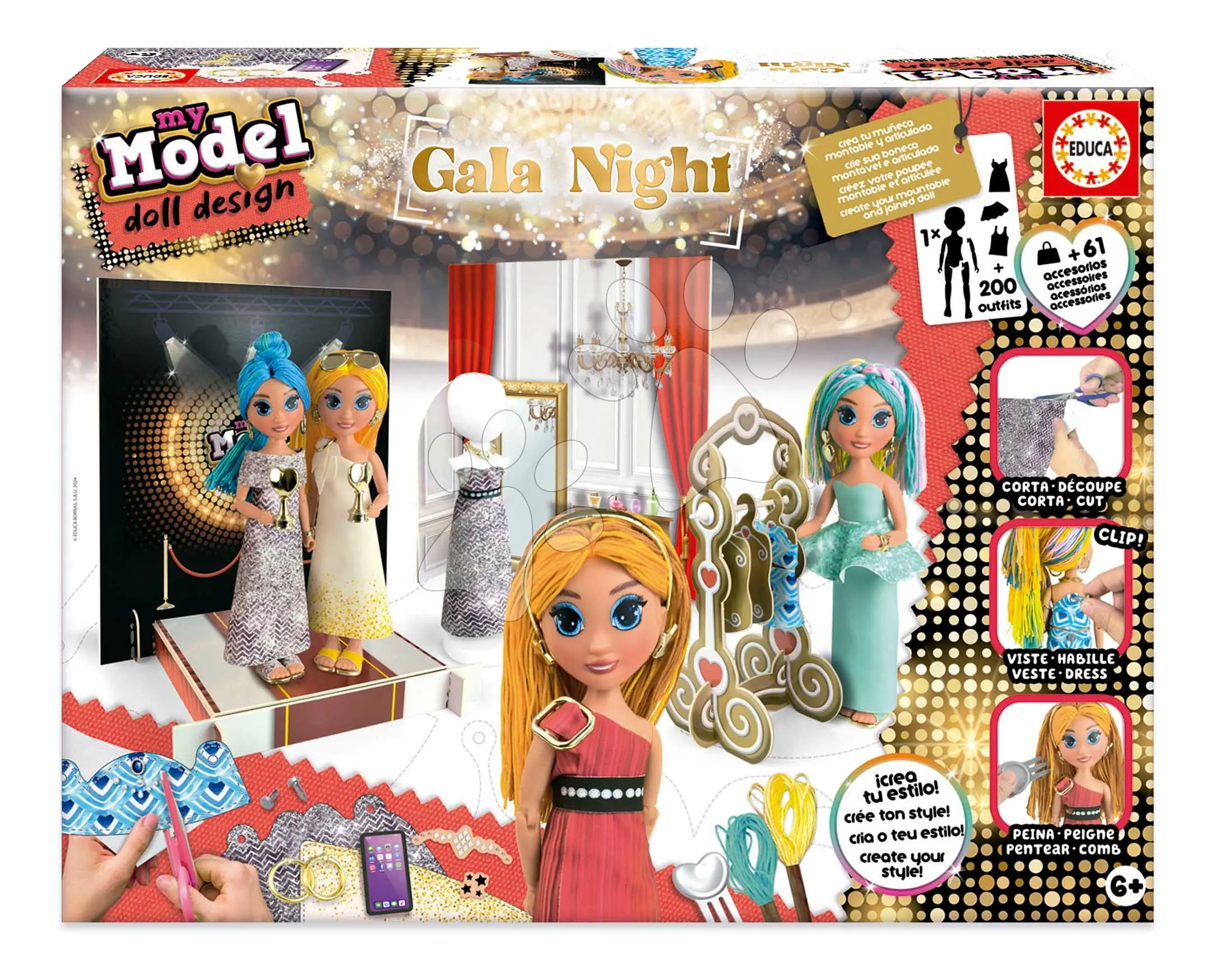 Kreativní tvoření My Modell Doll Design Gala Night Educa vyrob si vlastní gala panenky 5 modelů od 6 let