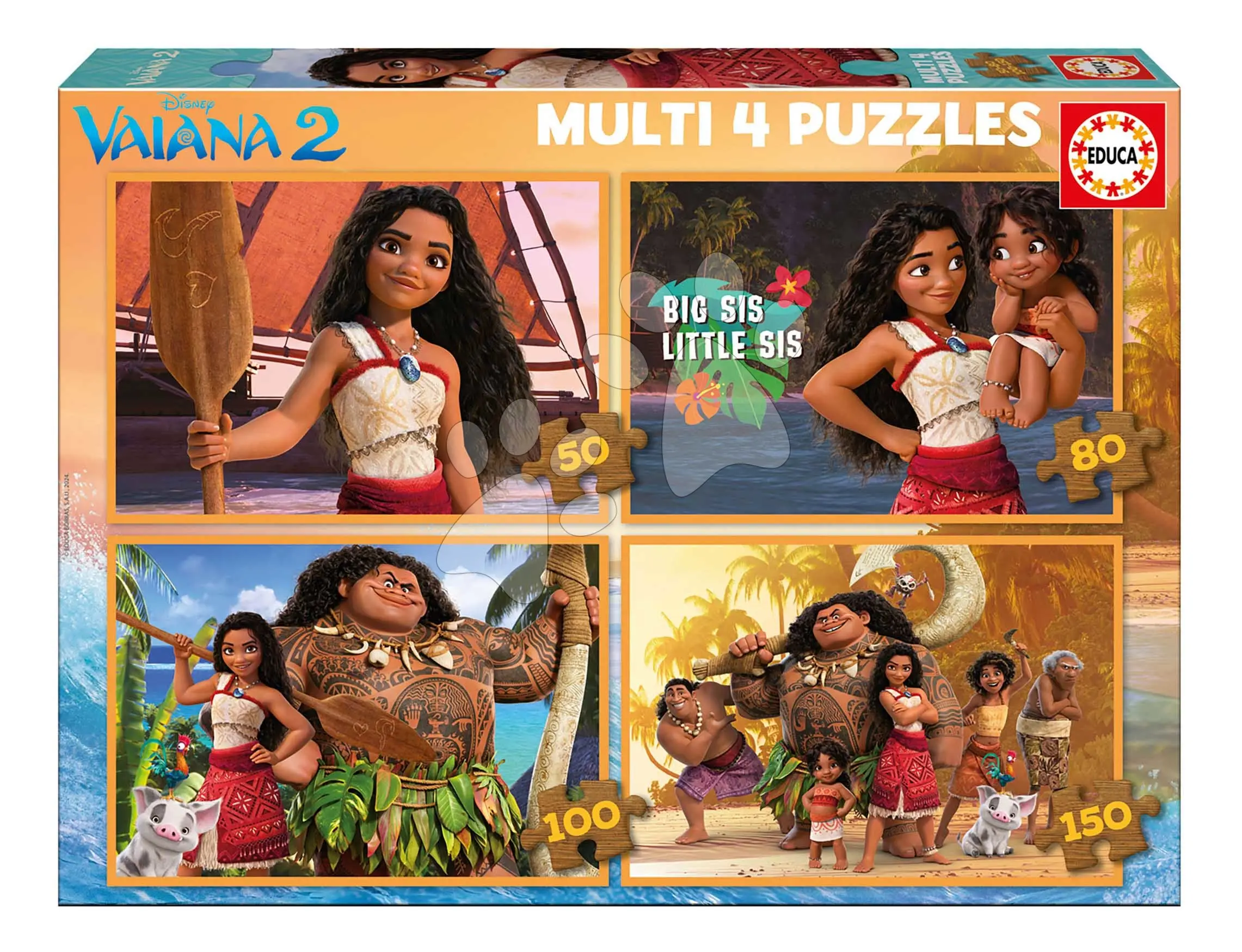 Puzzle Multi 4 Vaiana 2 Educa 50-80-100-150 dílků od 5 let