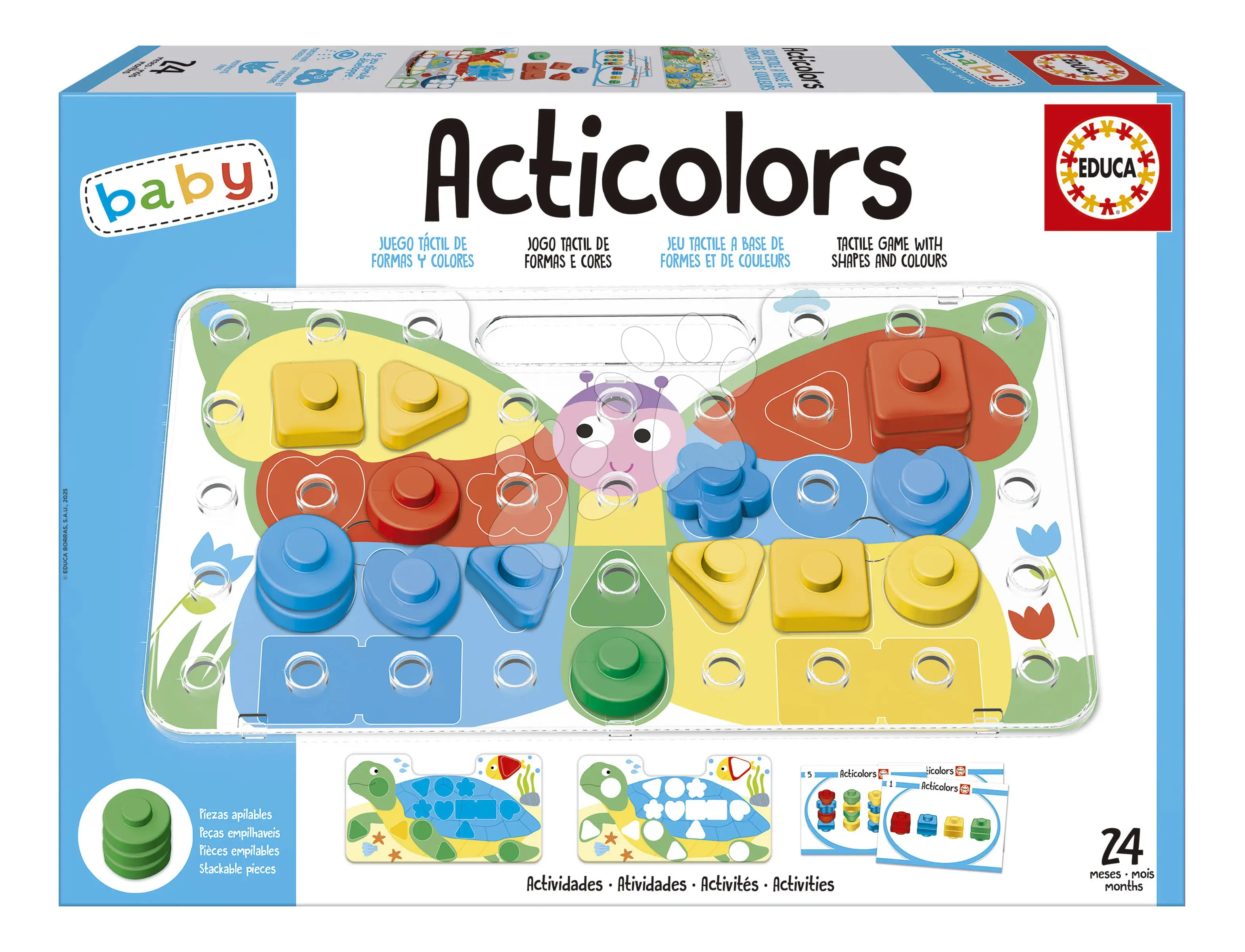 Učíme se barvy a tvary Acticolors Educa 44 vkládacích dílků s 8 obrázky od 24 měsíců