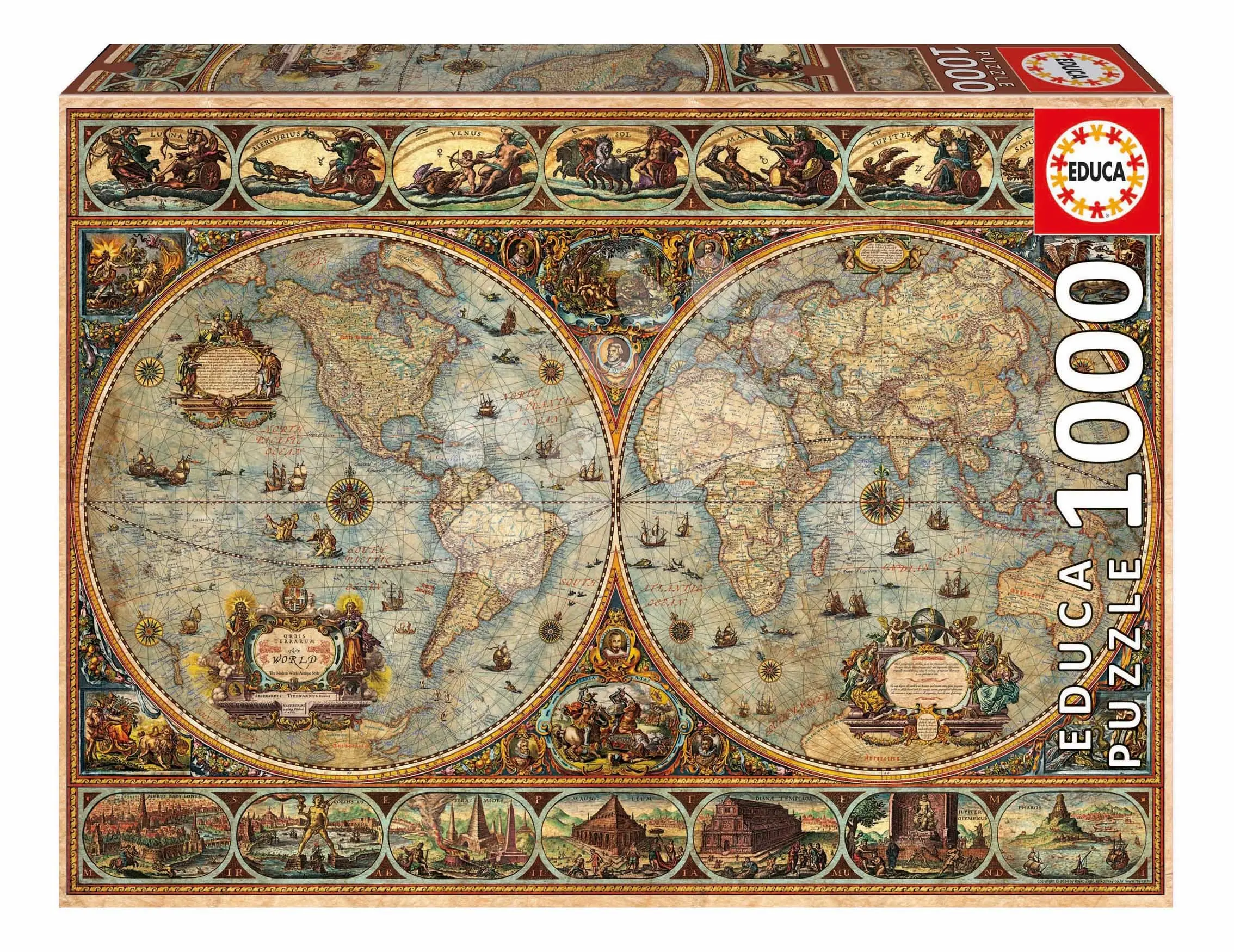 Puzzle Orbis Terrarum Educa 1000 dílků a Fix lepidlo