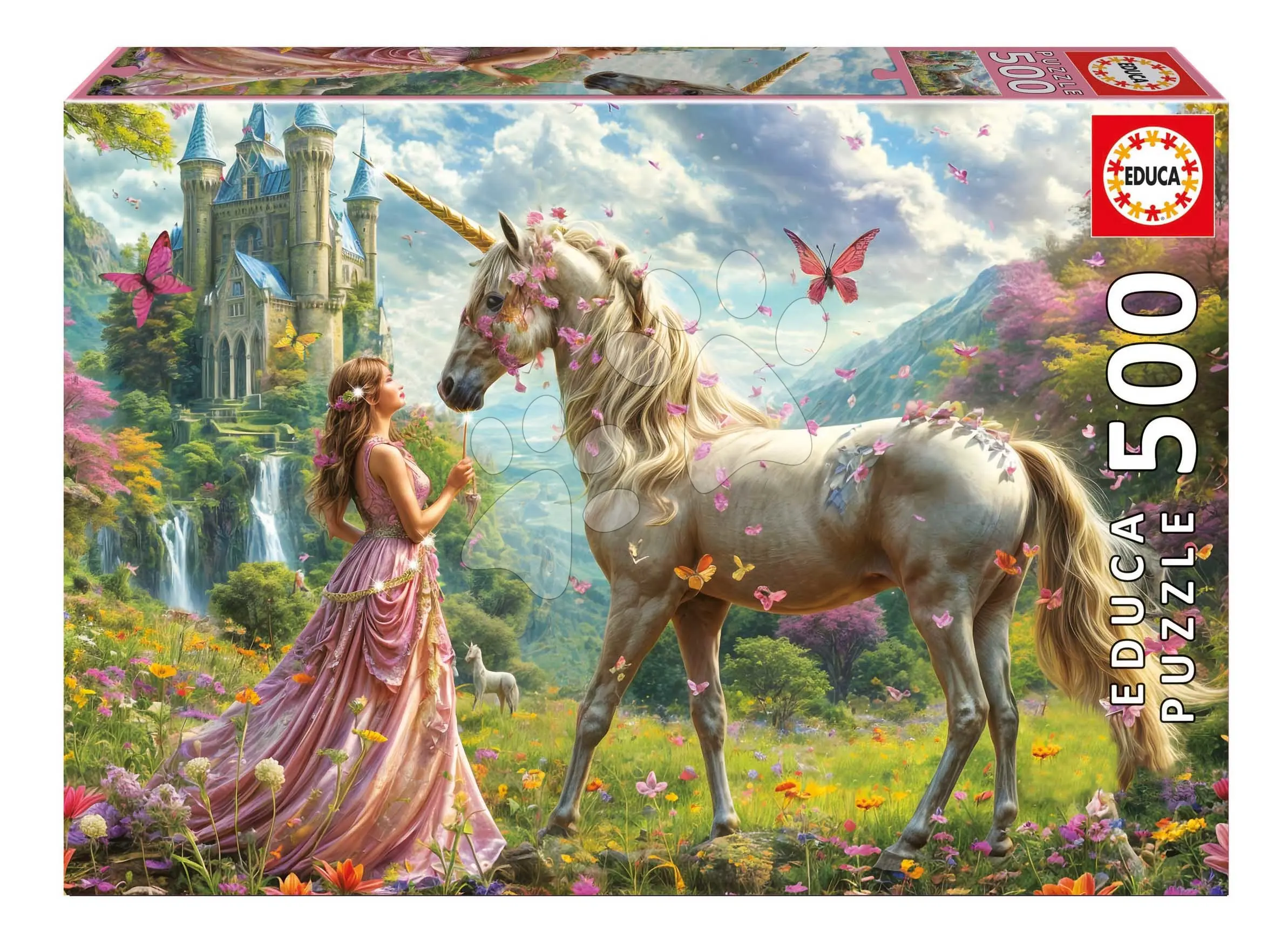 Puzzle Fairies Unicorns and Butterflies Educa 500 dílků a Fix lepidlo