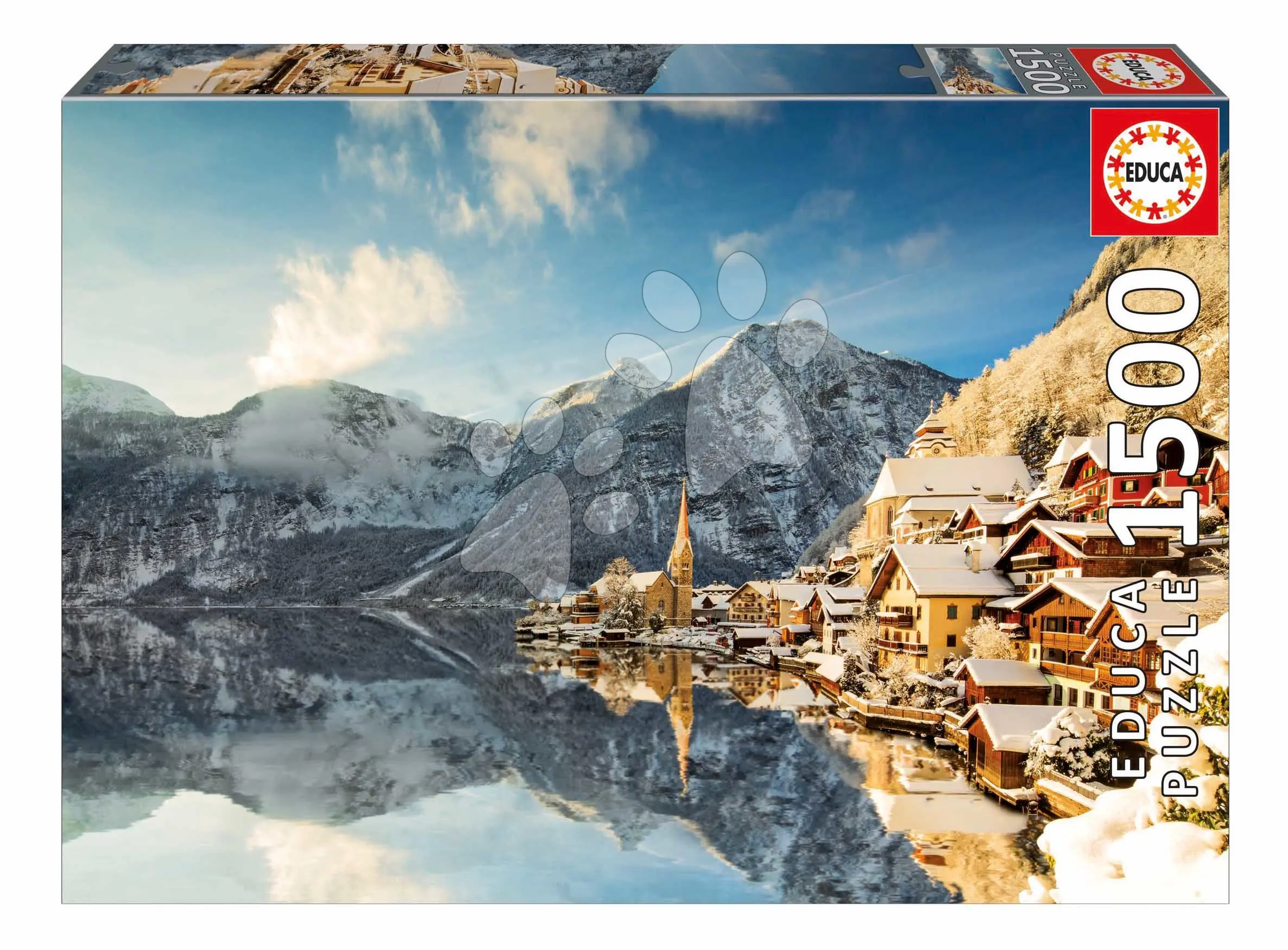 Puzzle Winter in Hallstatt Educa 1500 dílků a Fix lepidlo