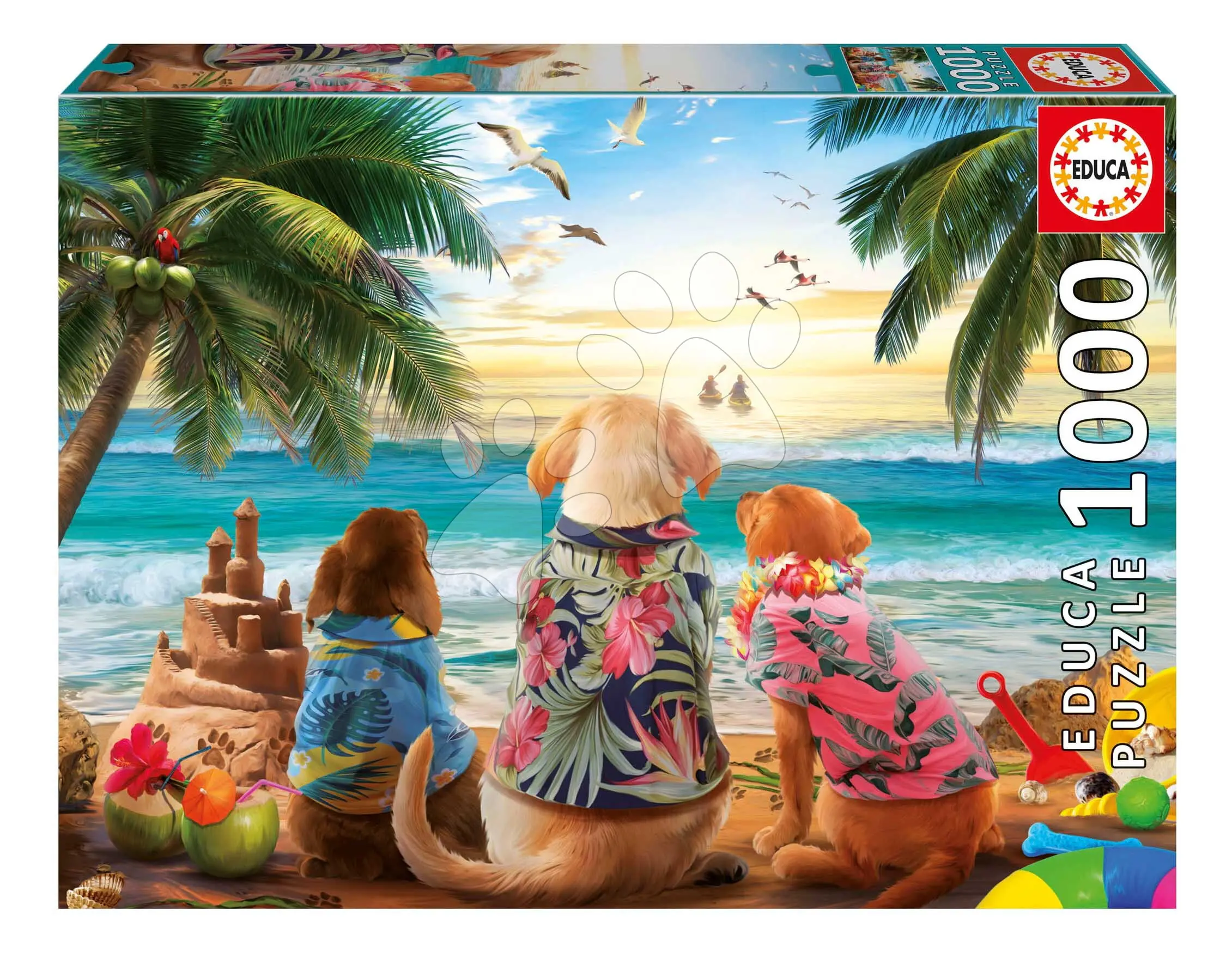 Puzzle Dogs on the Beach Educa 1000 dílků a Fix lepidlo