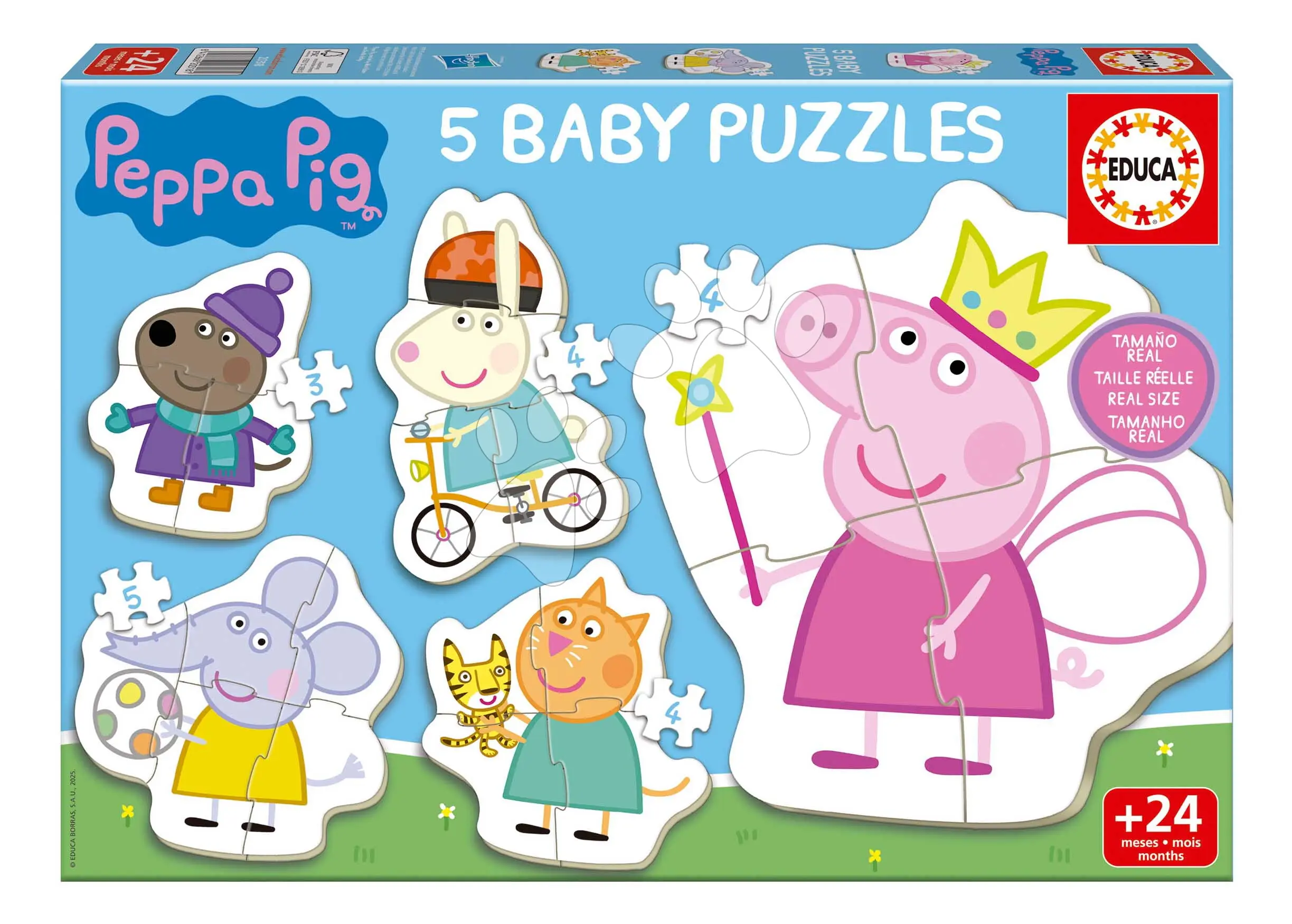 Puzzle pro nejmenší Peppa Pig Baby Educa progresivní 3-4-4-4-5 dílků od 24 měsíců