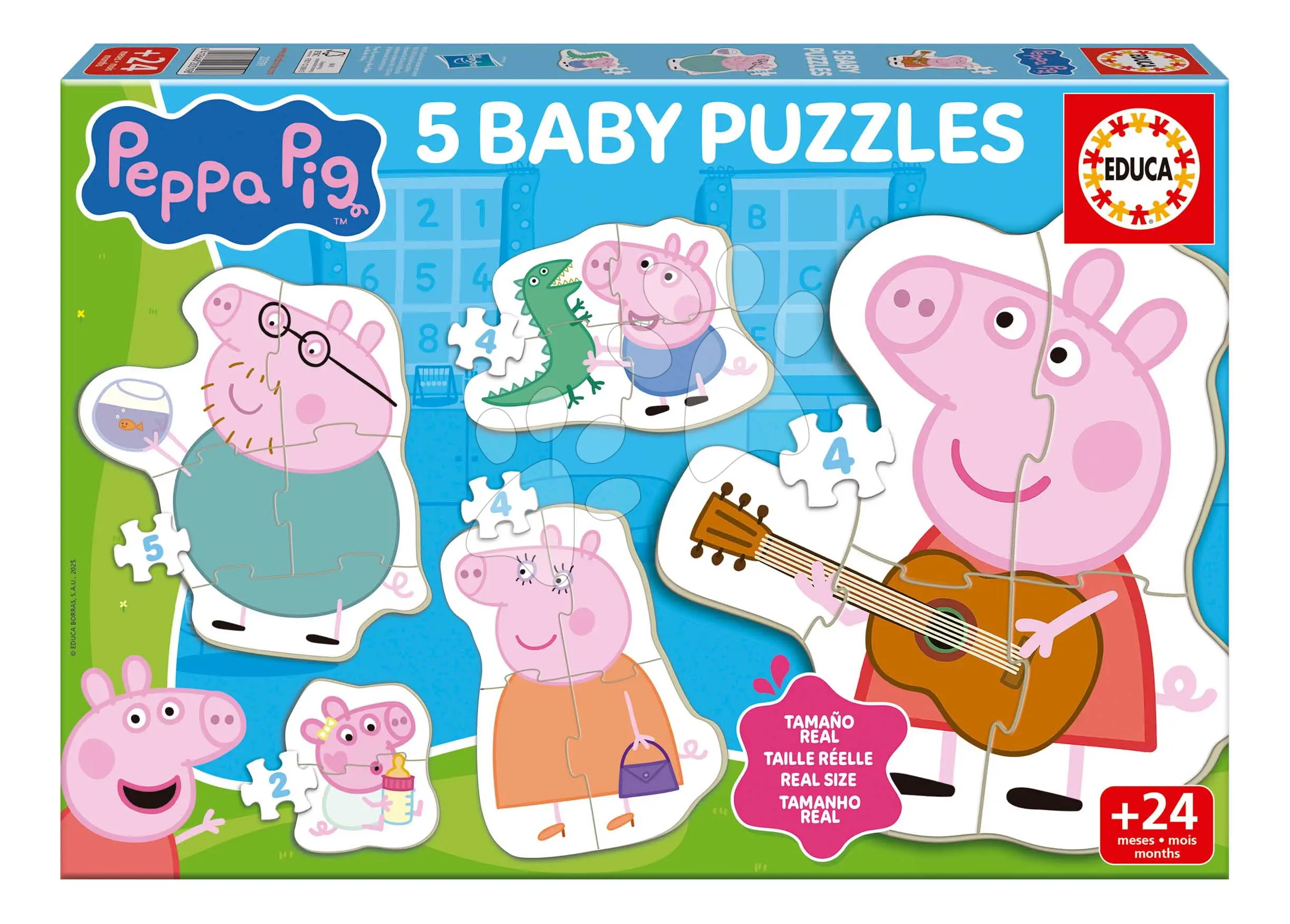 Puzzle pro nejmenší Peppa Pig 4 Baby Educa progresivní 2-4-4-4-5 dílků od 24 měsíců