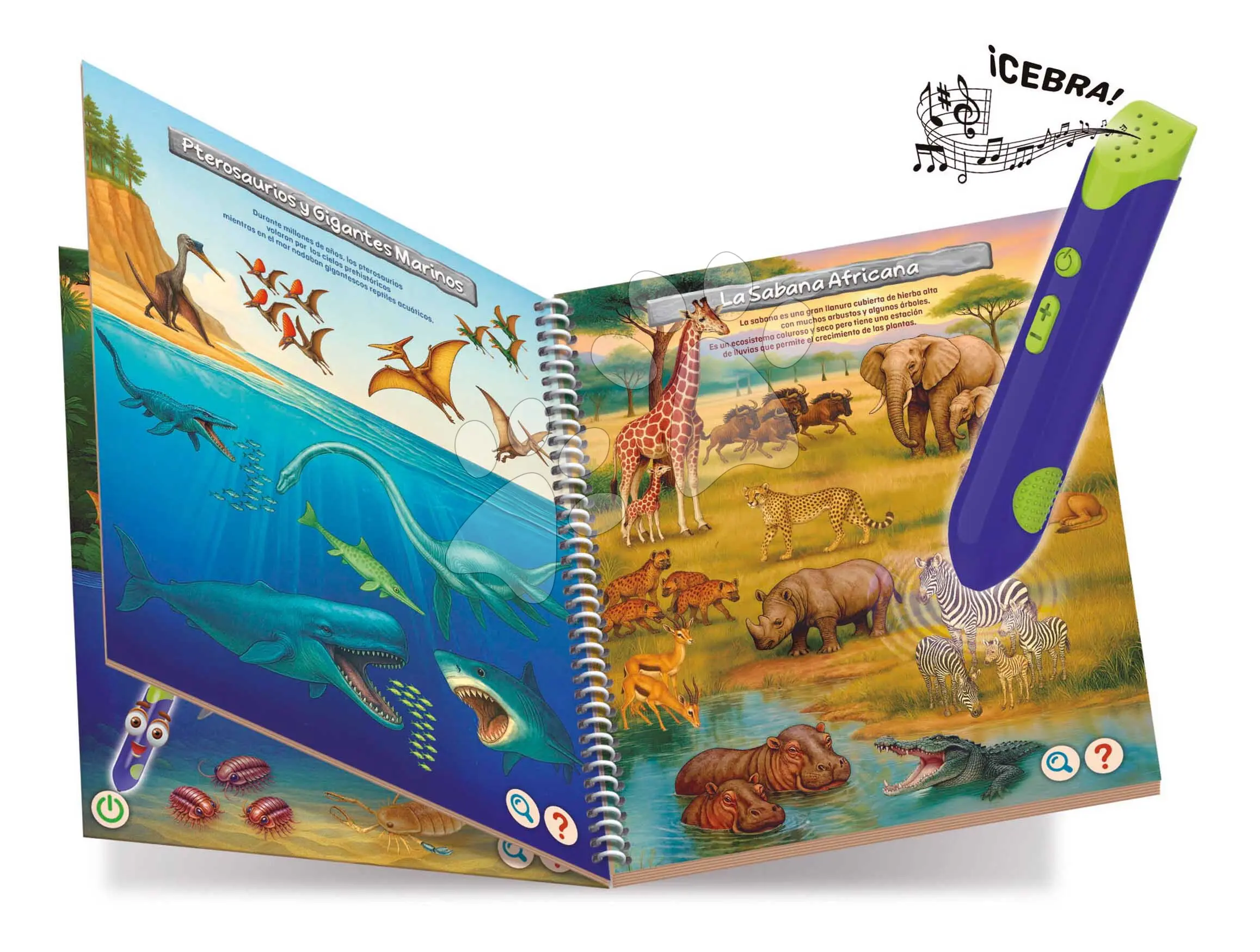 Naučná hra s interaktivním perem Dinosauři a zvířata Pen Educa se zvukem 8 stránek se 16 tématy od 5 let ve španělštině