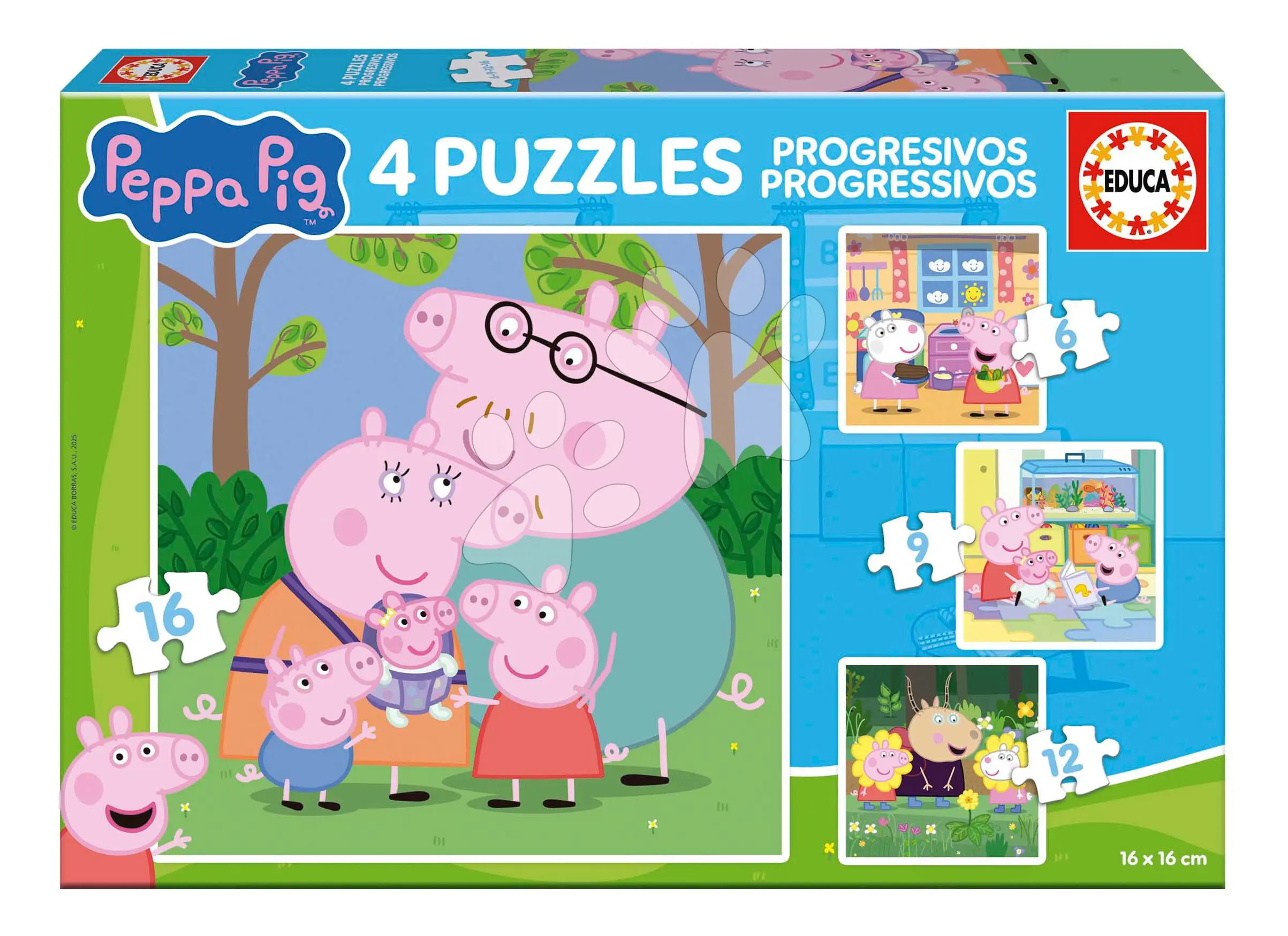 Puzzle Peppa Pig Progressive Educa progresivní 6-9-12-16 dílků