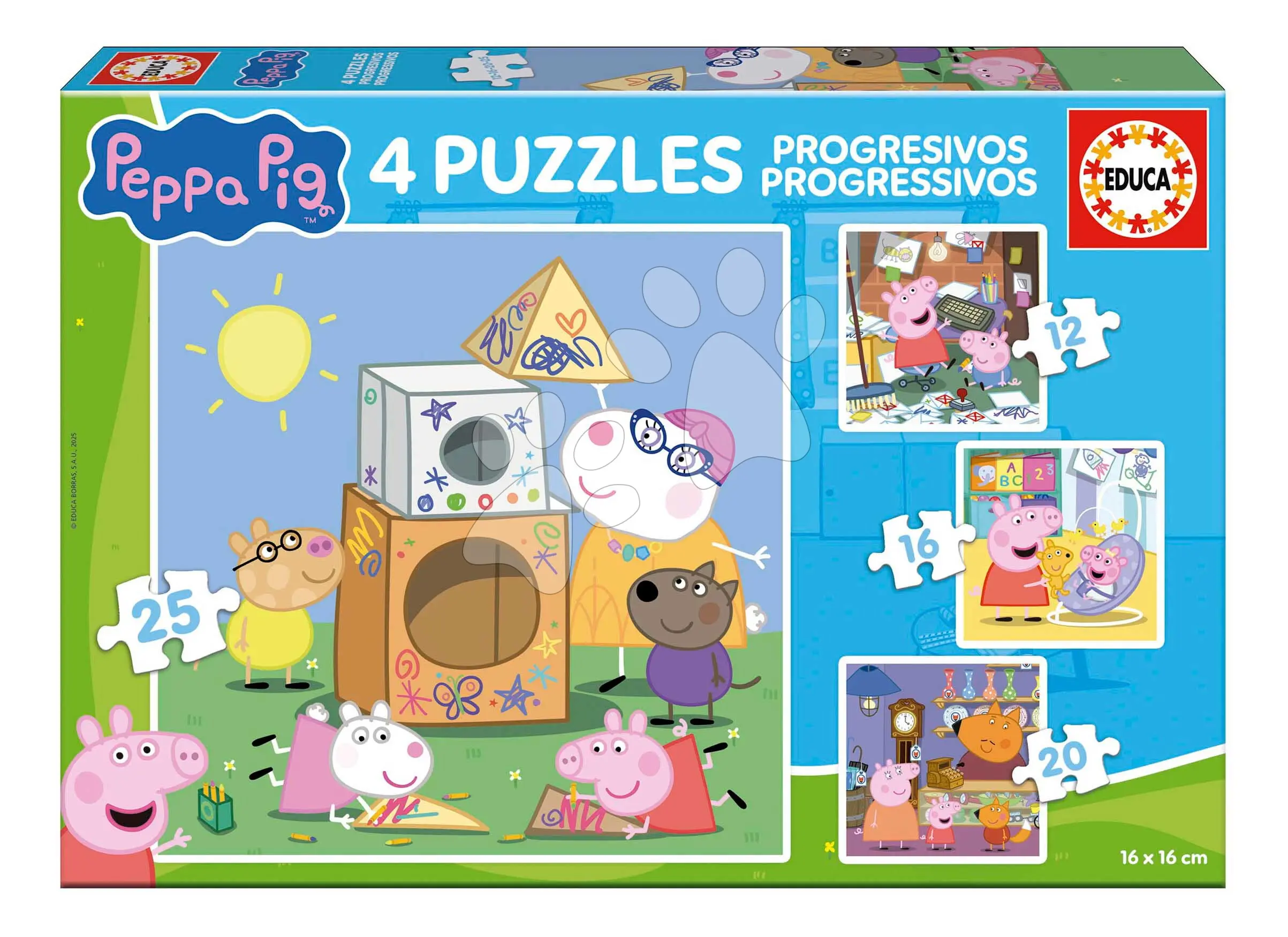 Puzzle Peppa Pig Progressive Educa progresivní 12-16-20-25 dílků