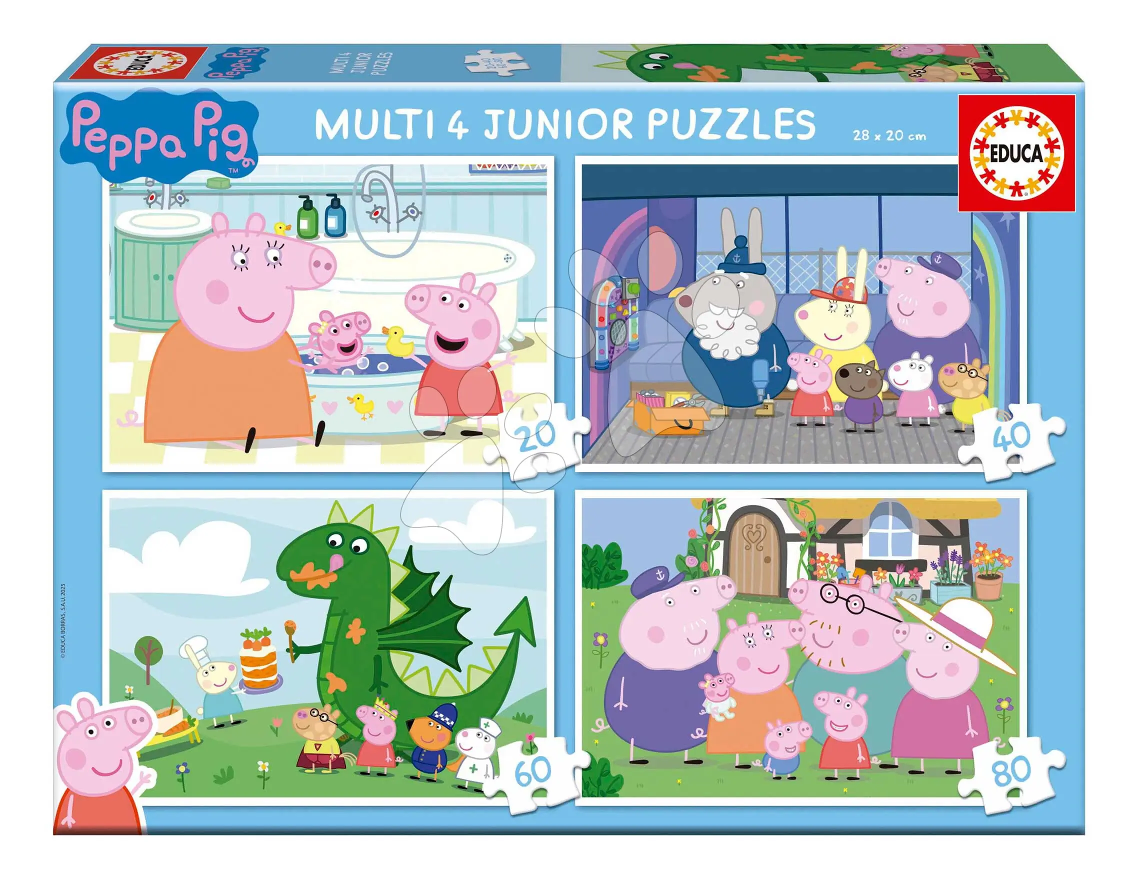 Puzzle Peppa Pig Multi 4 Junior Educa progresivní 20-40-60-80 dílků od 4 let