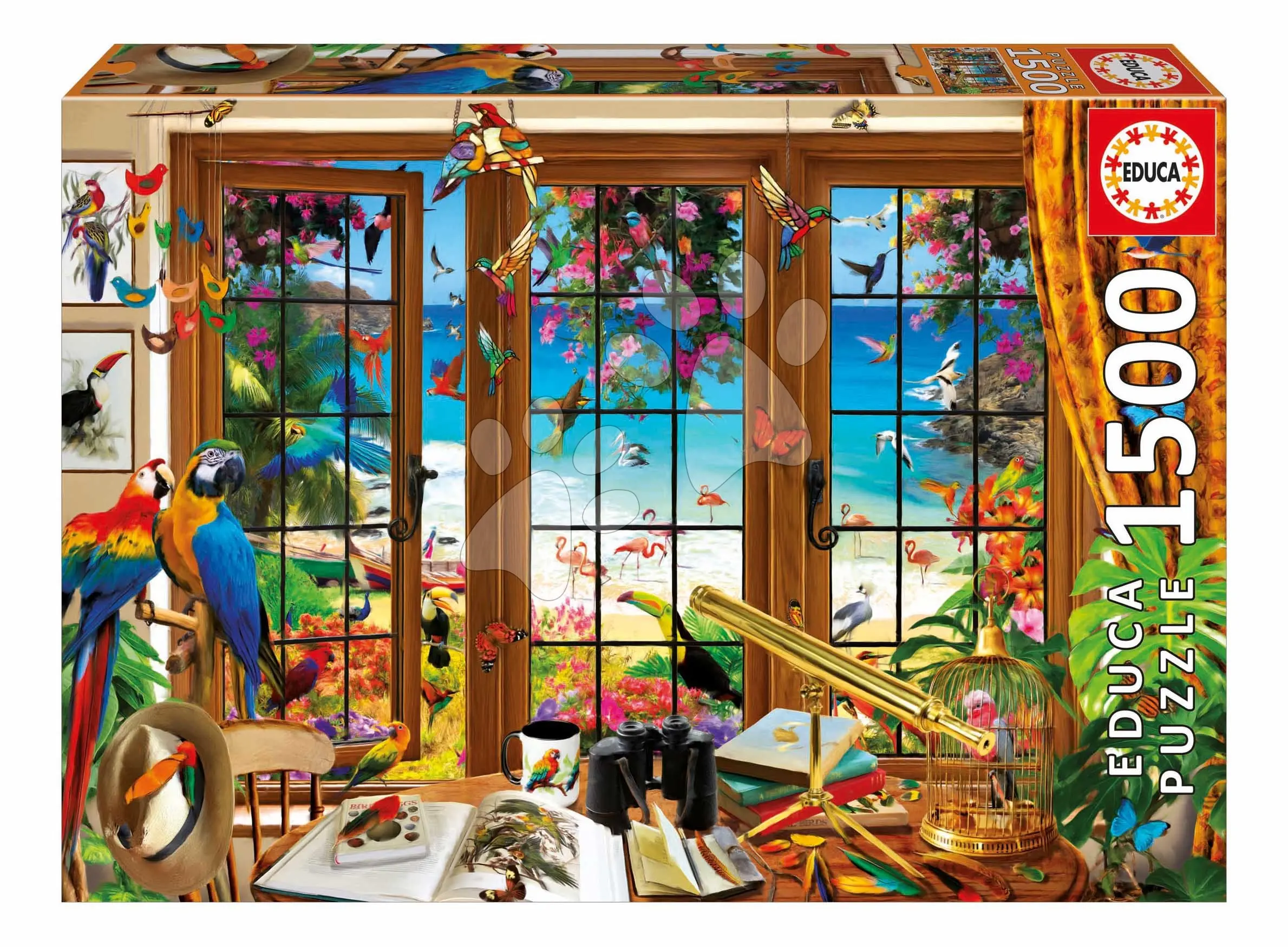 Puzzle Bird Watcher´s Window Educa 1500 dílků a Fix lepidlo